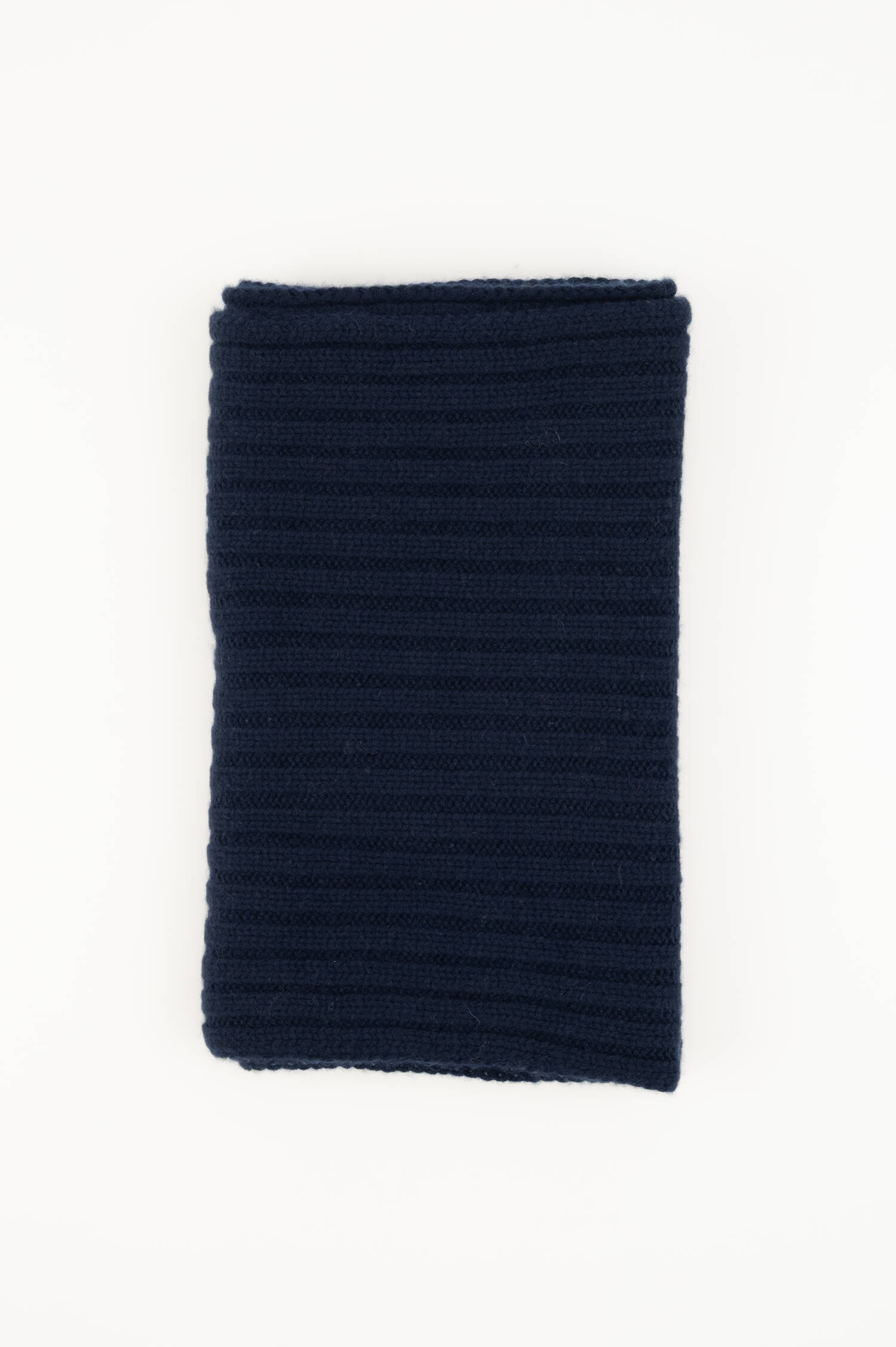 Cashmere-Rippstrick-Schal in Navy