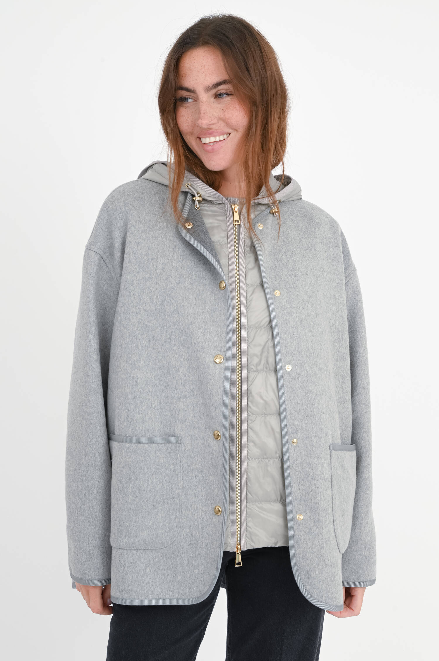 2-in-1 Woll-Cashmere Jacke REPOSSE in Hellgrau