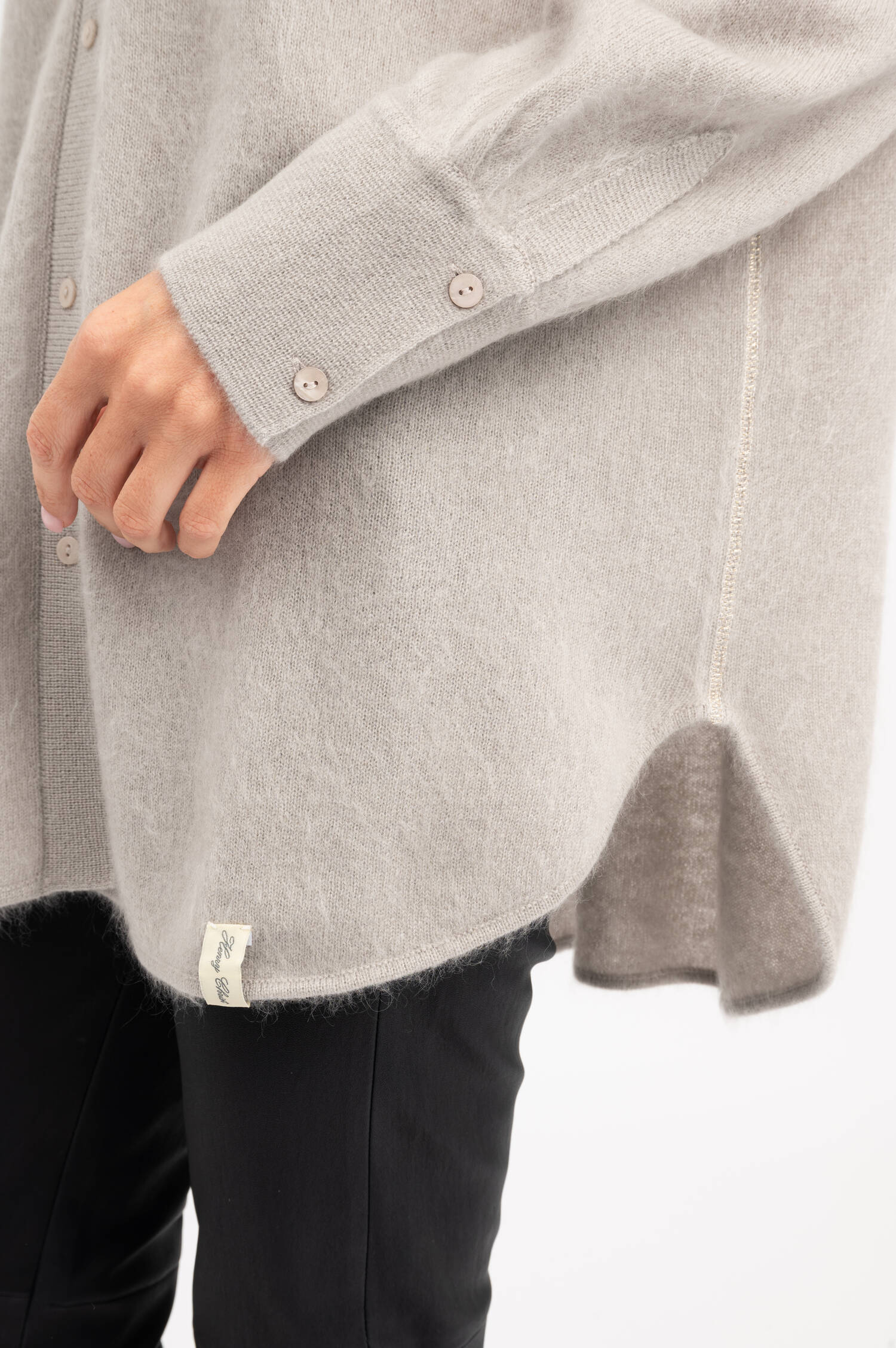 Strickhemd aus Cashmere in Grau