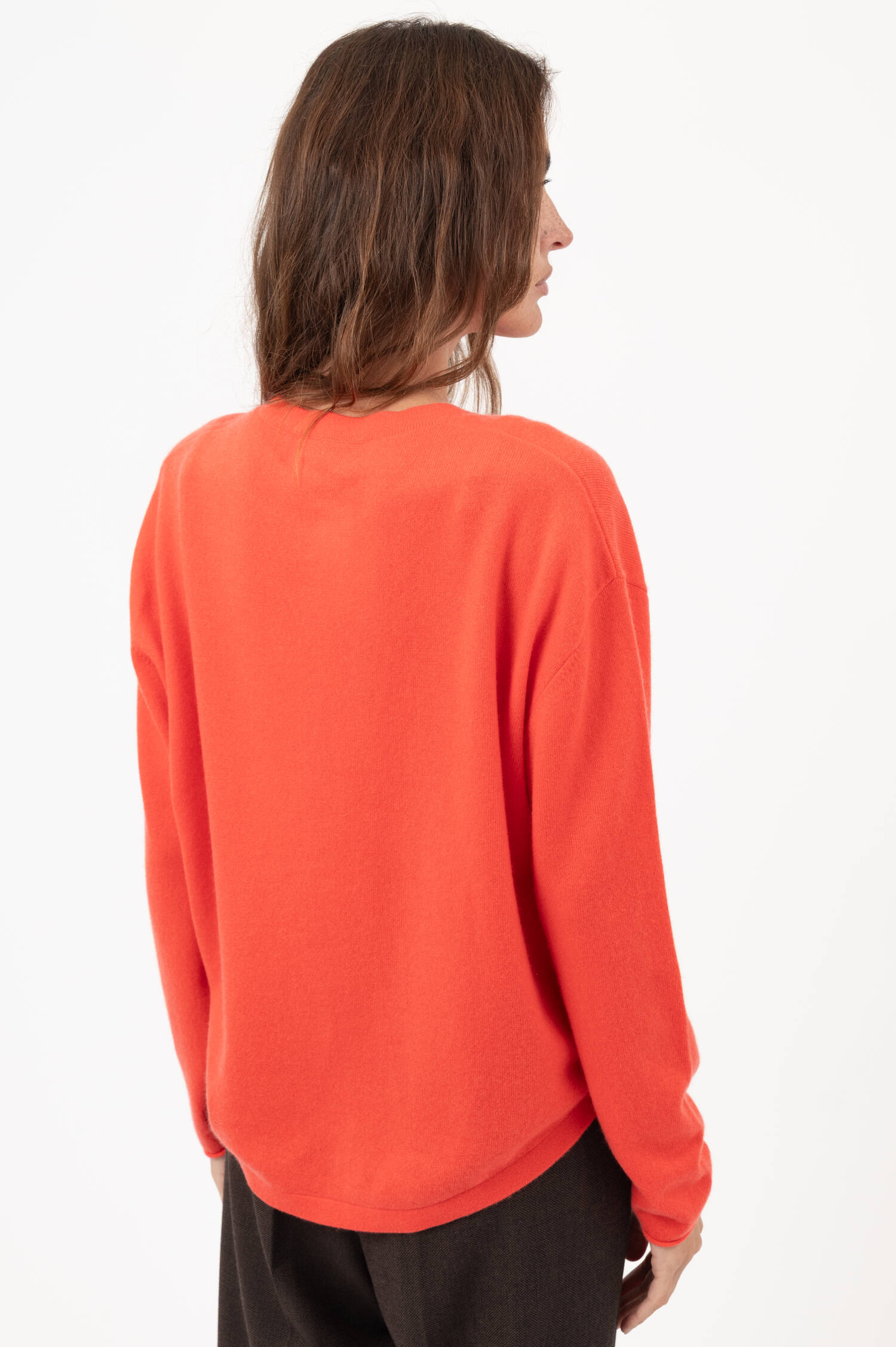 Cashmere-Cardigan in Korallrot