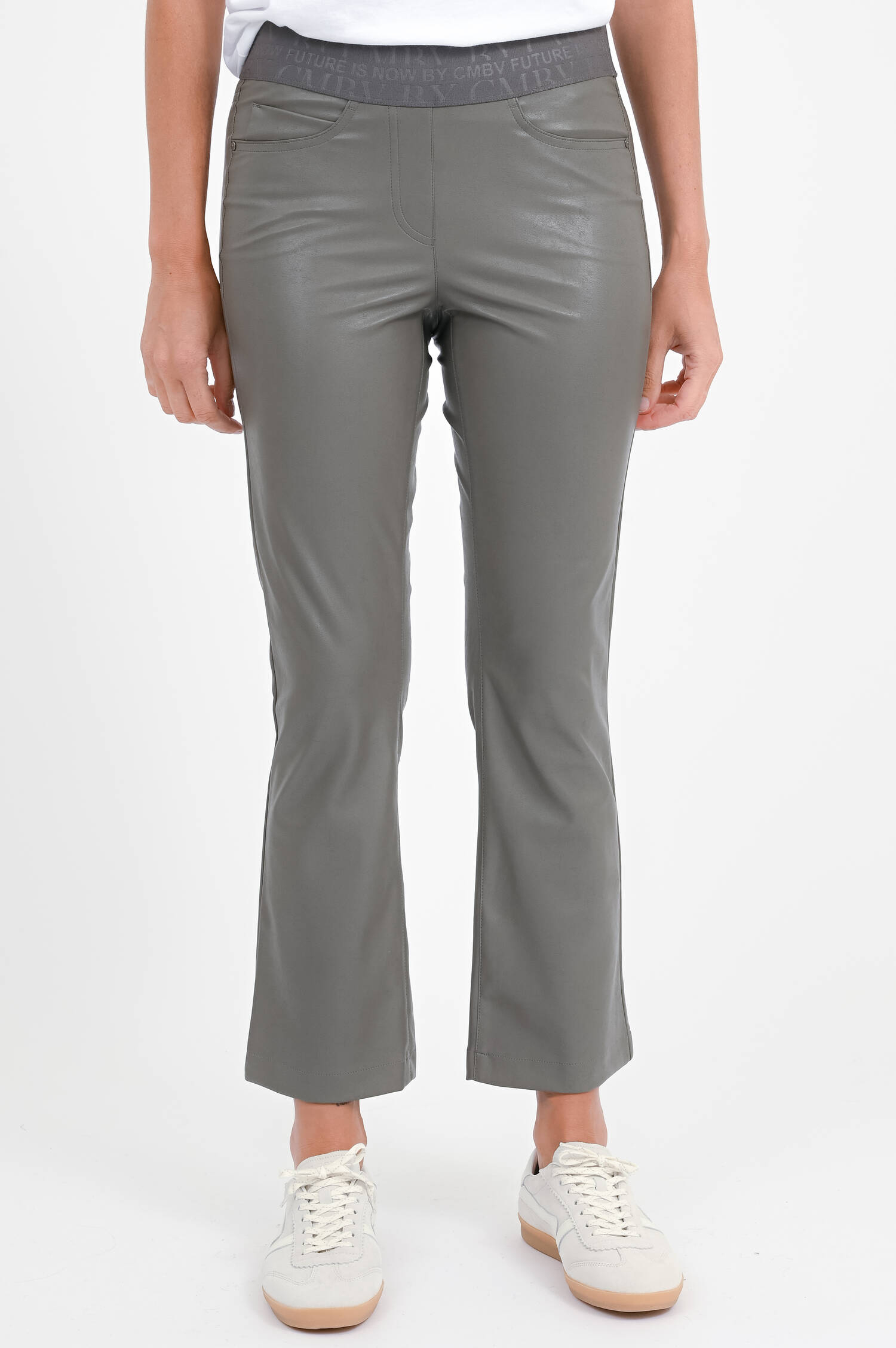 Hose aus Kunstleder FELICE in Graugrün