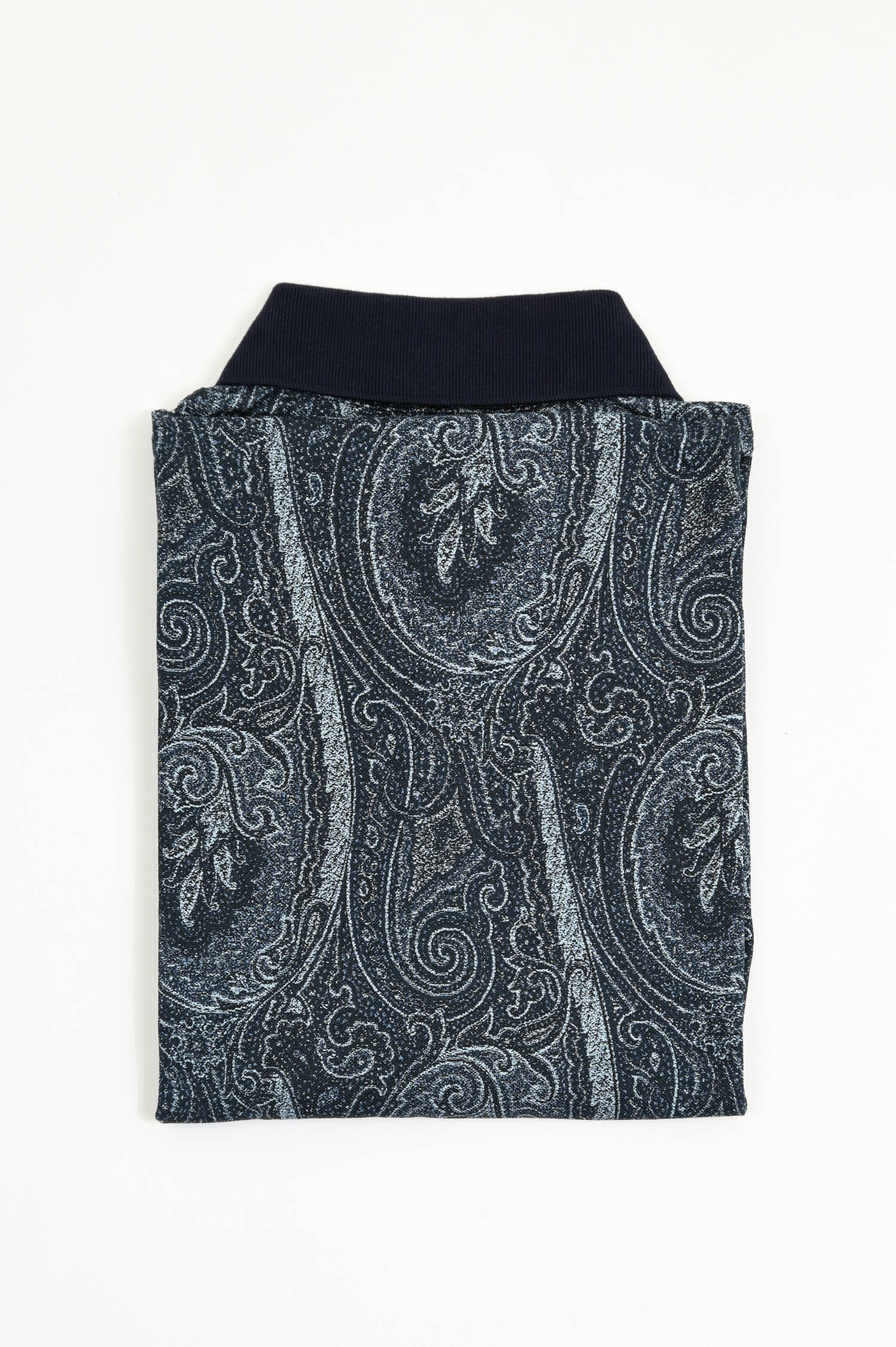  Polo-Shirt in Graublau mit Paisley-Muster