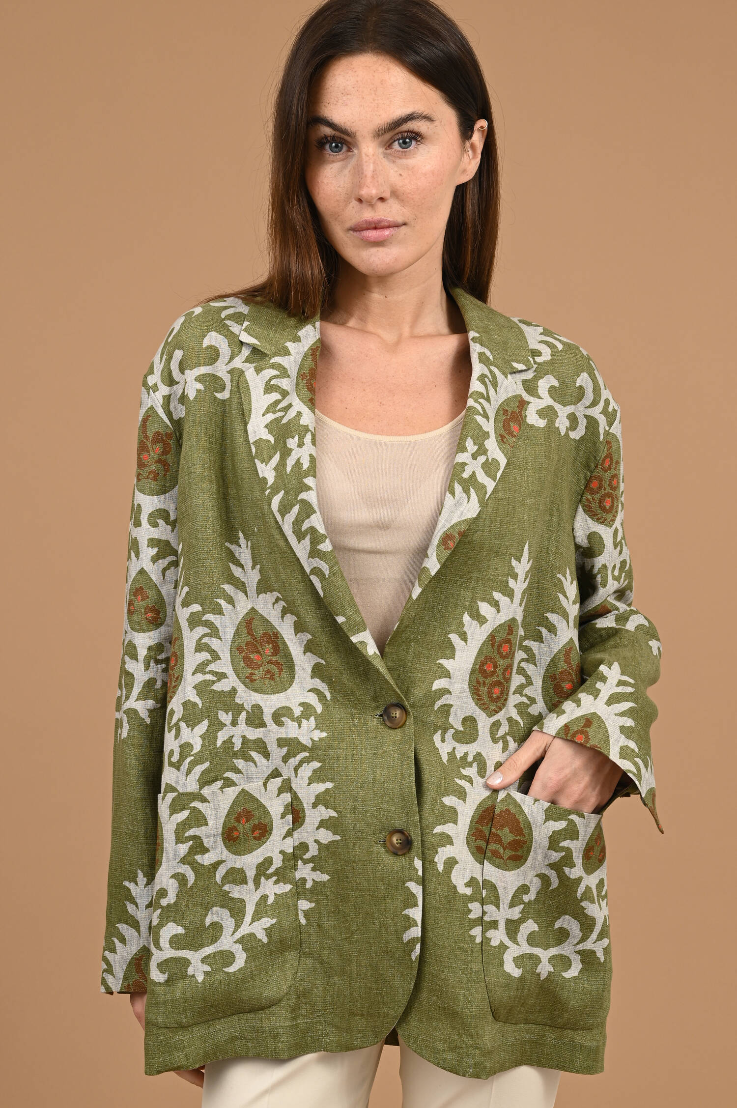 Leinenblazer in Bali Olive