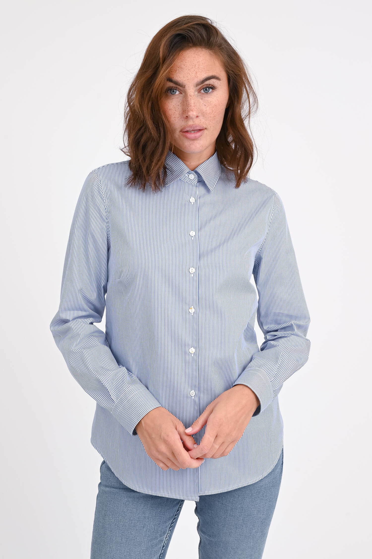 Bluse MAGETTA mit Streifen in Navy/Weiß