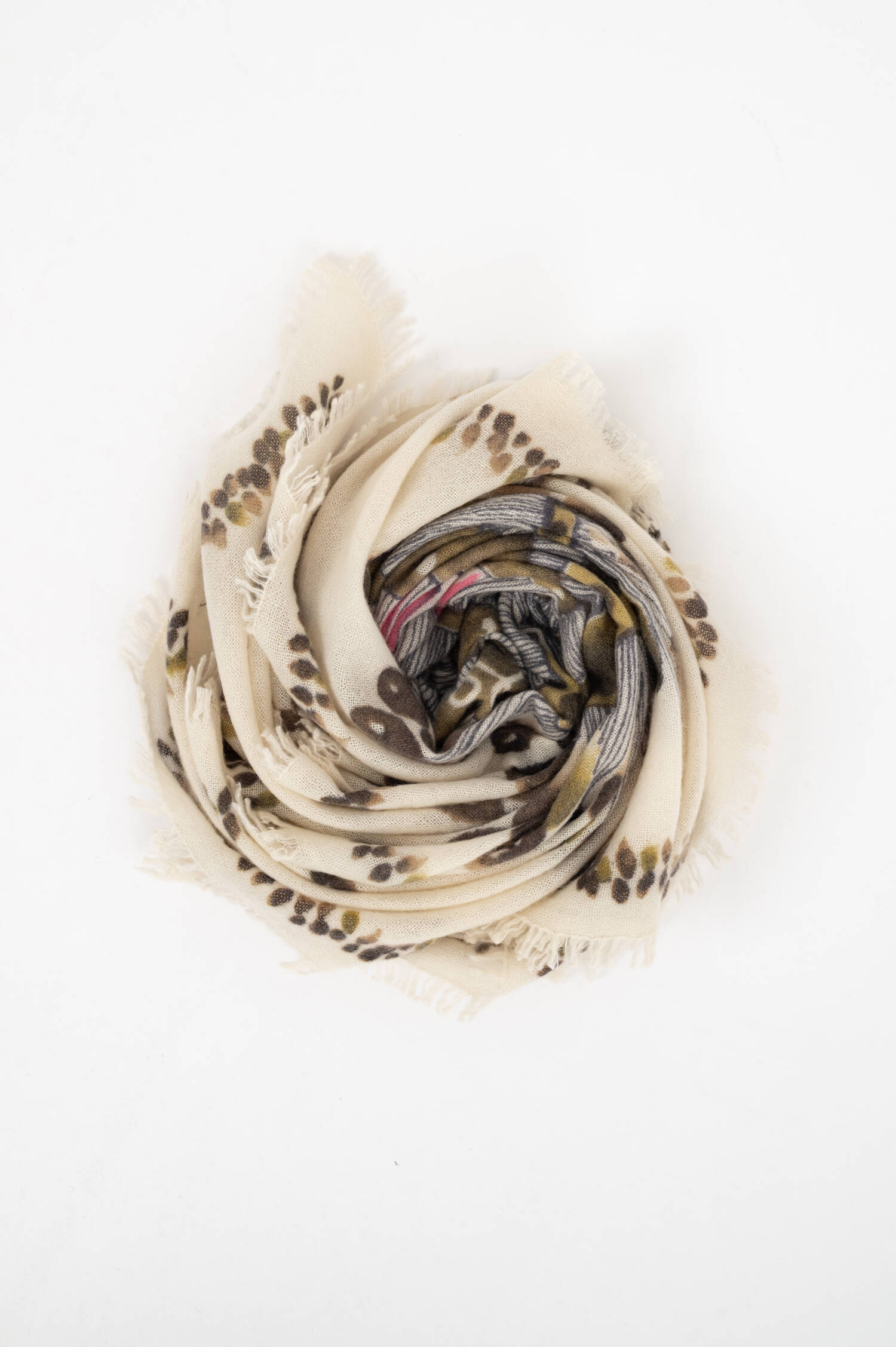 Cashmere-Tuch mit Fantasy-Print in Beige/Olive Cashmere-Tuch mit Fantasy-Print in Beige/Olive