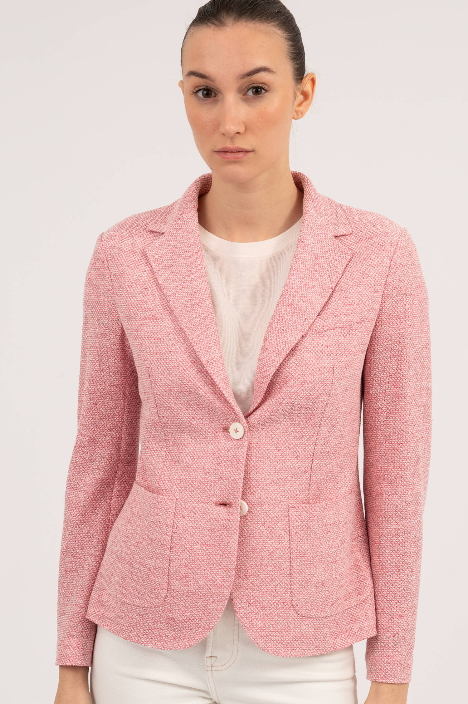 Leinen-Mix Blazer in Rosa meliert