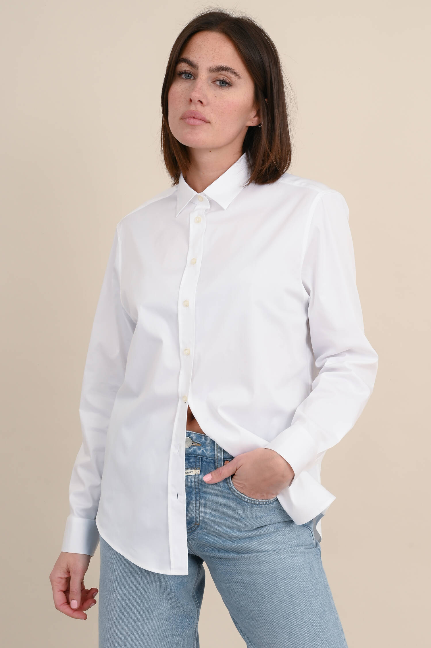 Oversize Hemdbluse in Weiß