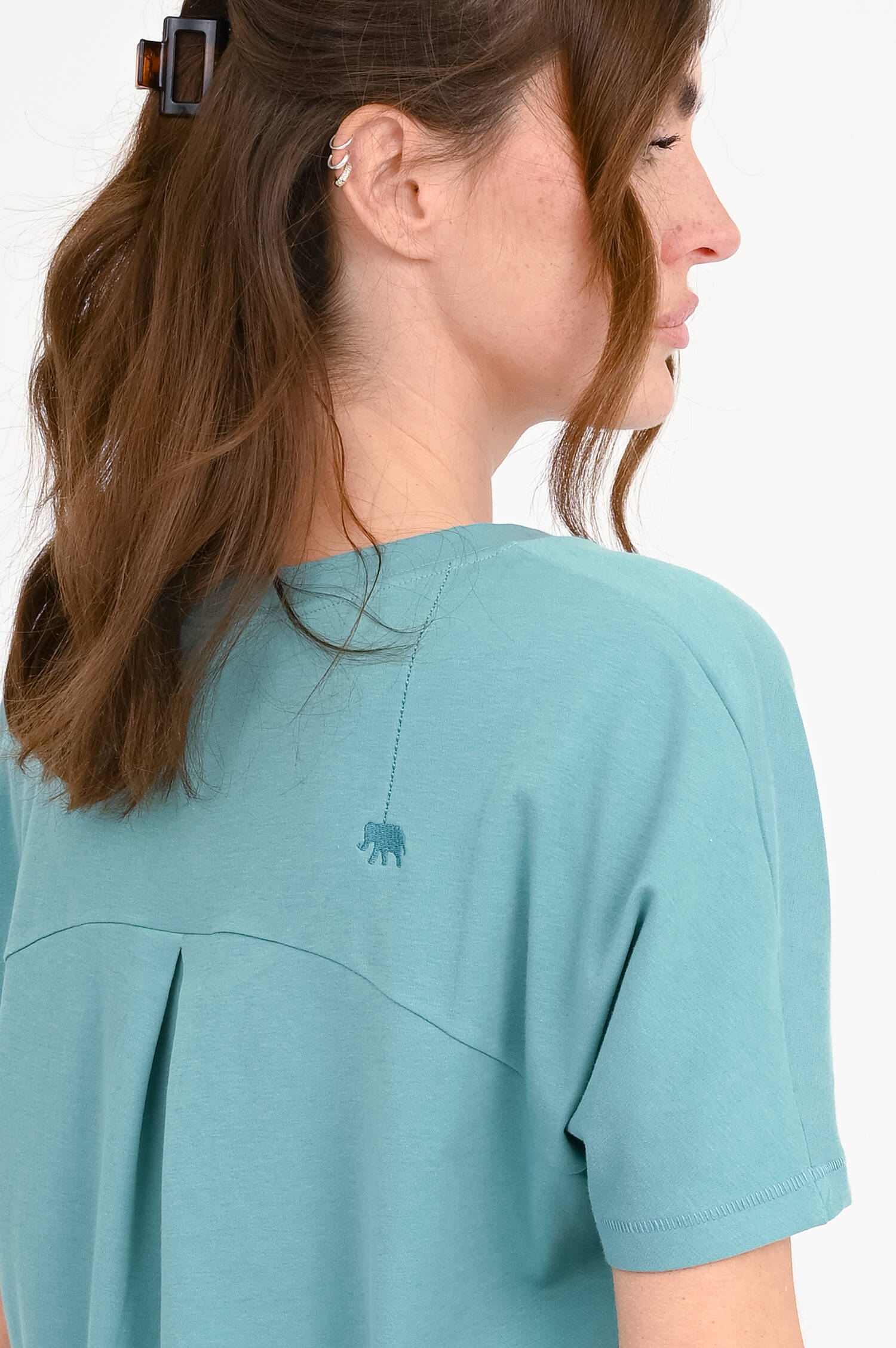 Shirt SANTA CLARA mit verlängertem Rücken in Cyan