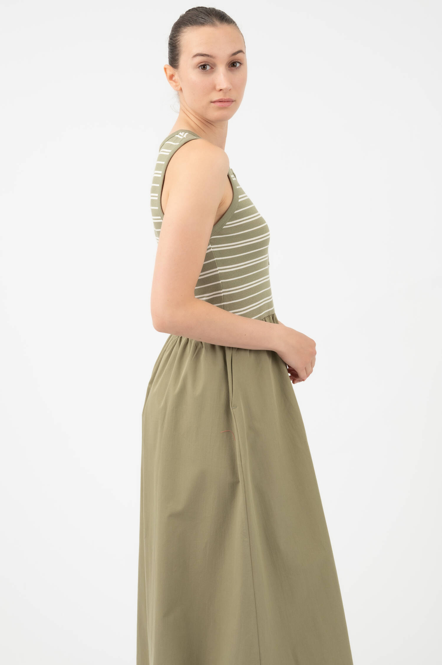 Kleid mit geringeltem Ripptop in Grün