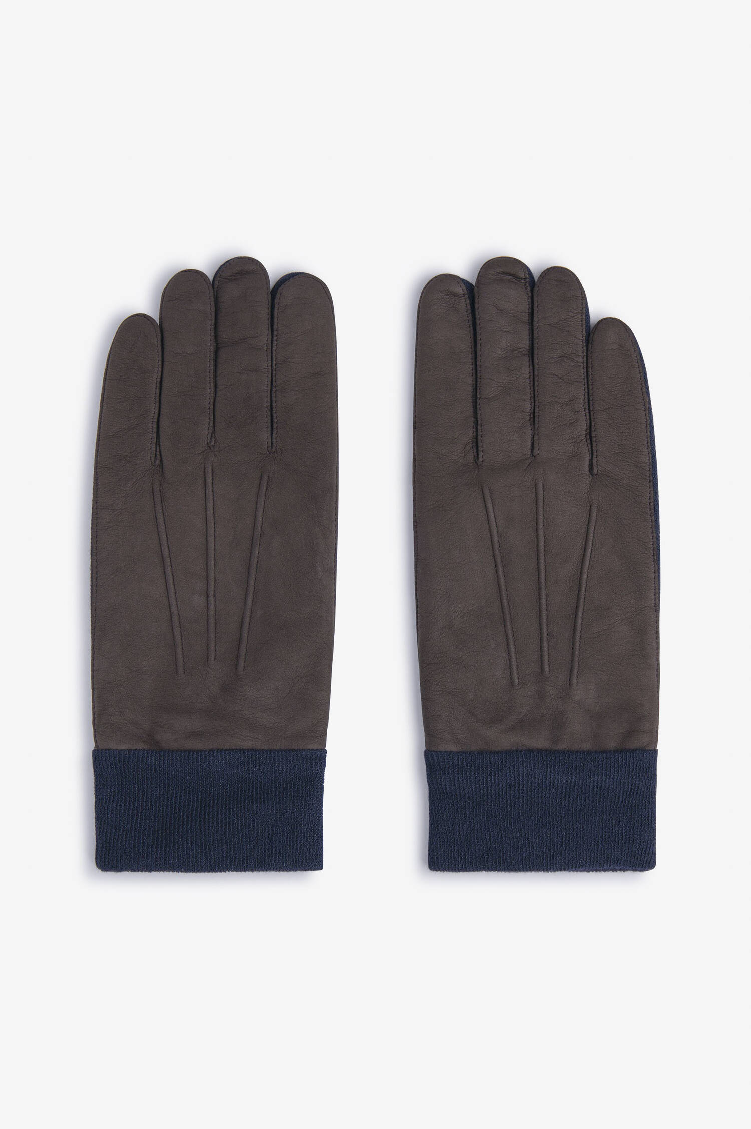 Handschuhe aus Lammleder in Braun/Navy