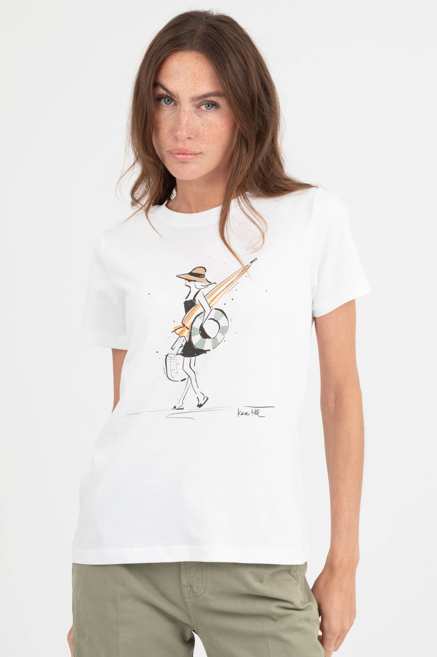 T-Shirt mit Beach-Day Illustration in Weiß T-Shirt mit Beach-Day Illustration in Weiß