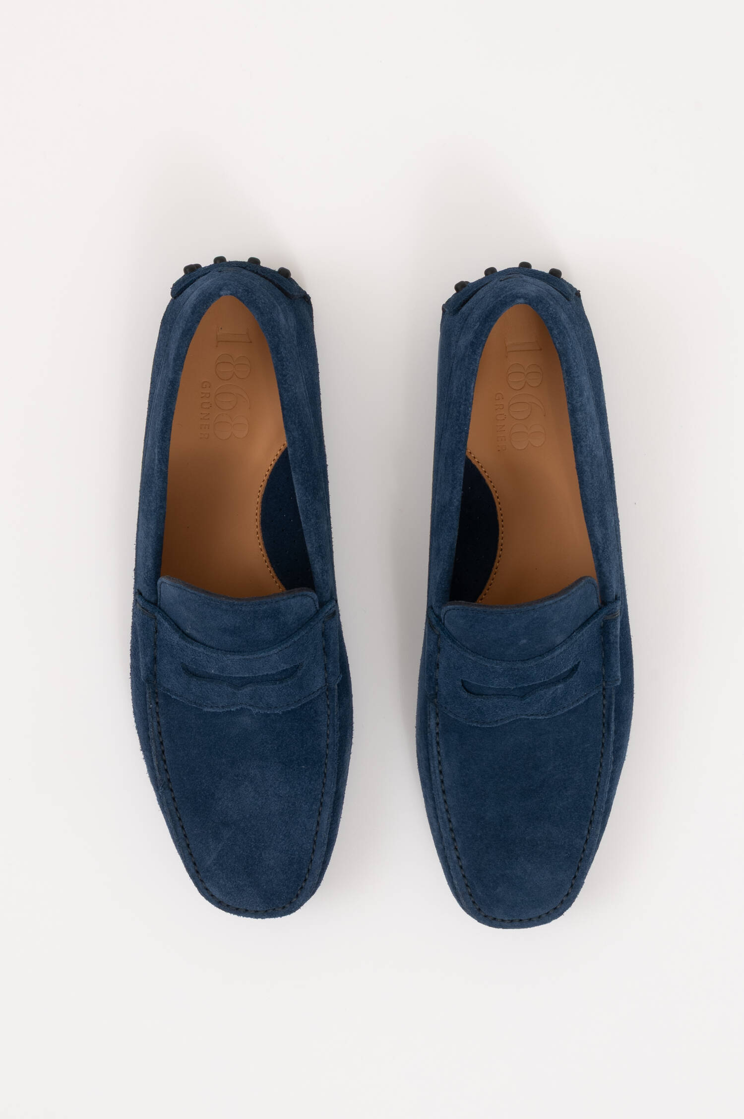 Veloursleder Mokkassins in Navy