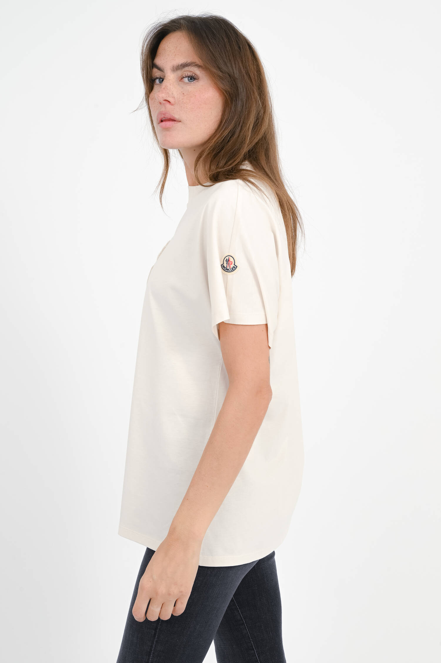 Baumwoll-Shirt mit Teddylogo in Ecru