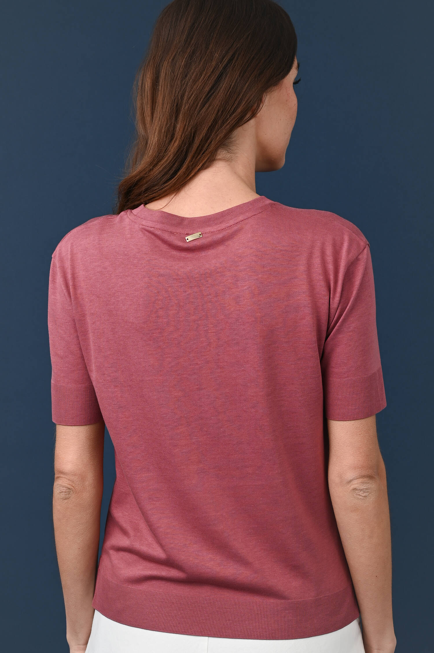 Feinstrick T-Shirt in Rosa Scuro