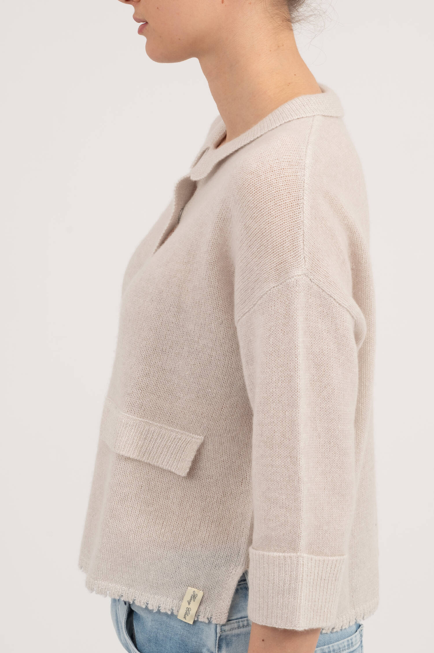 Cardigan aus Cashmere-Baumwoll-Mix in Creme