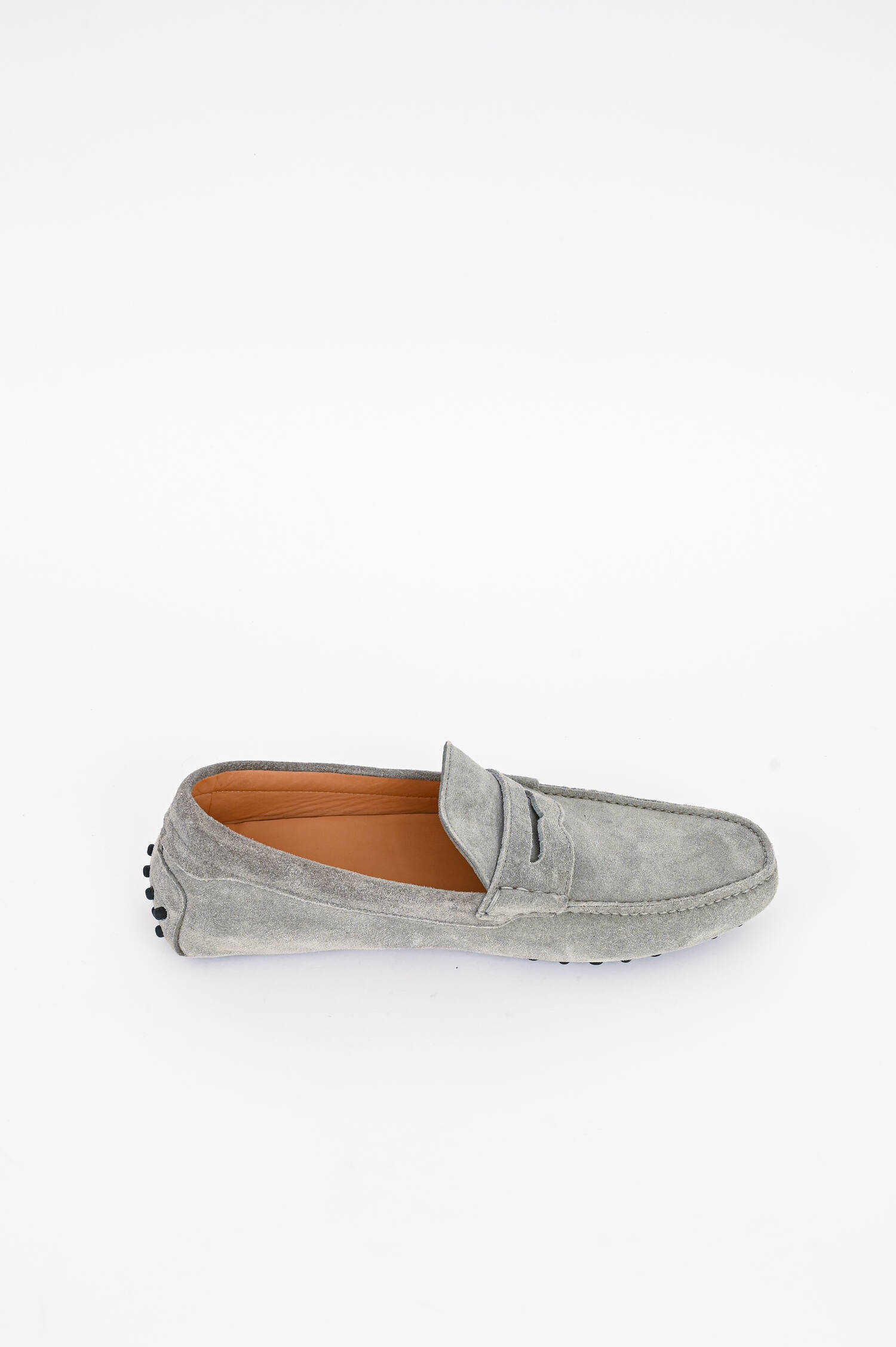Mokassins aus Veloursleder in Grau