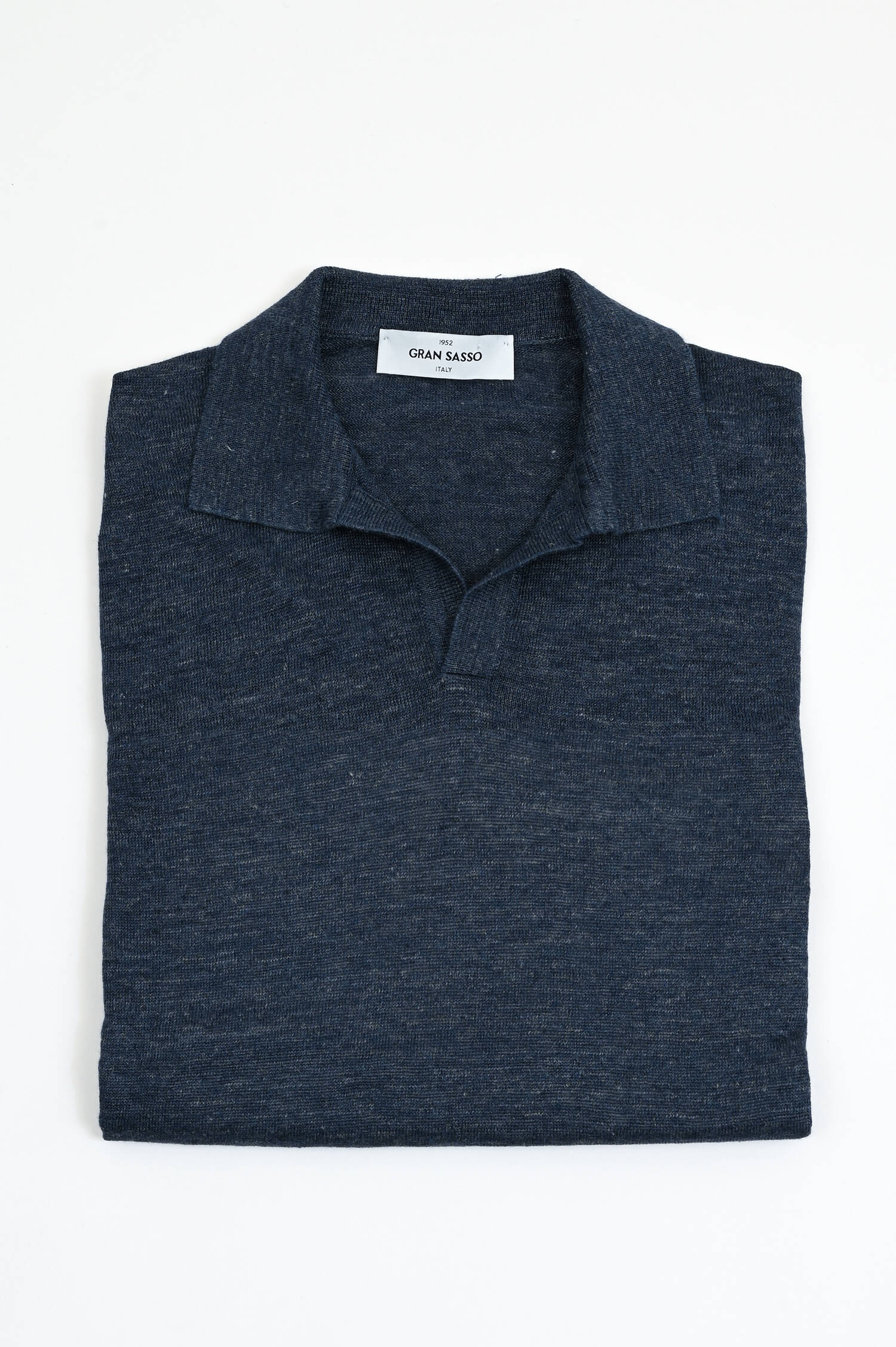 Leinen Polo in Navy meliert