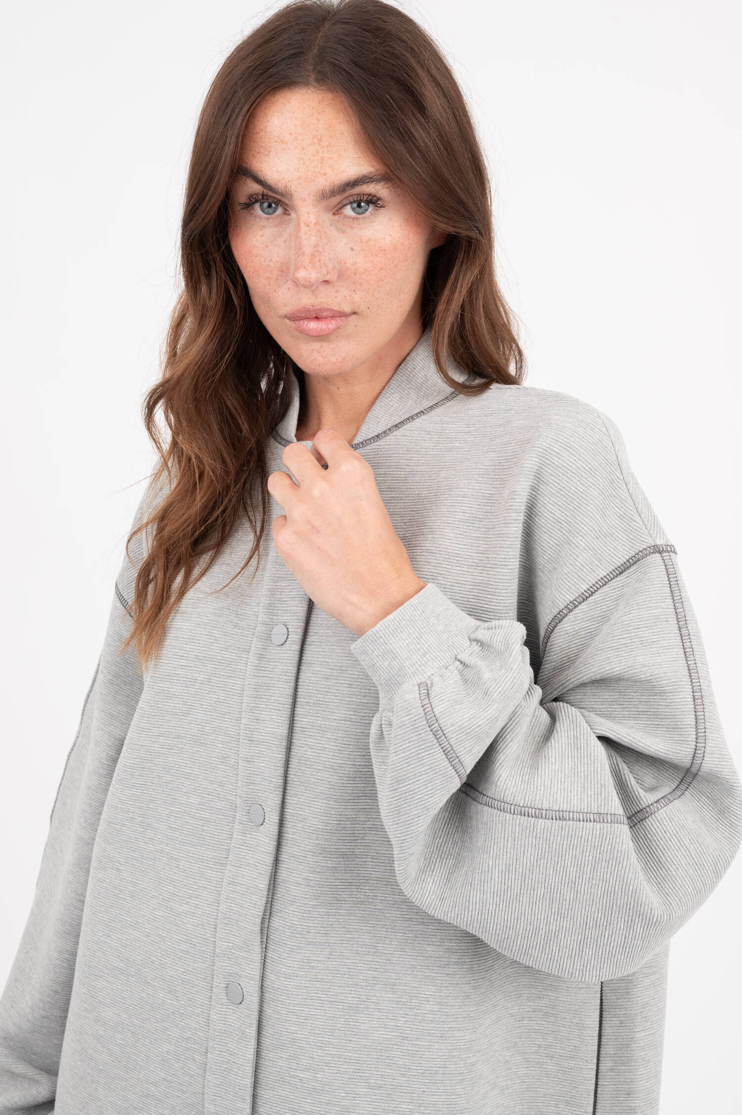 Sweatjacke DIVINA in Hellgrau meliert