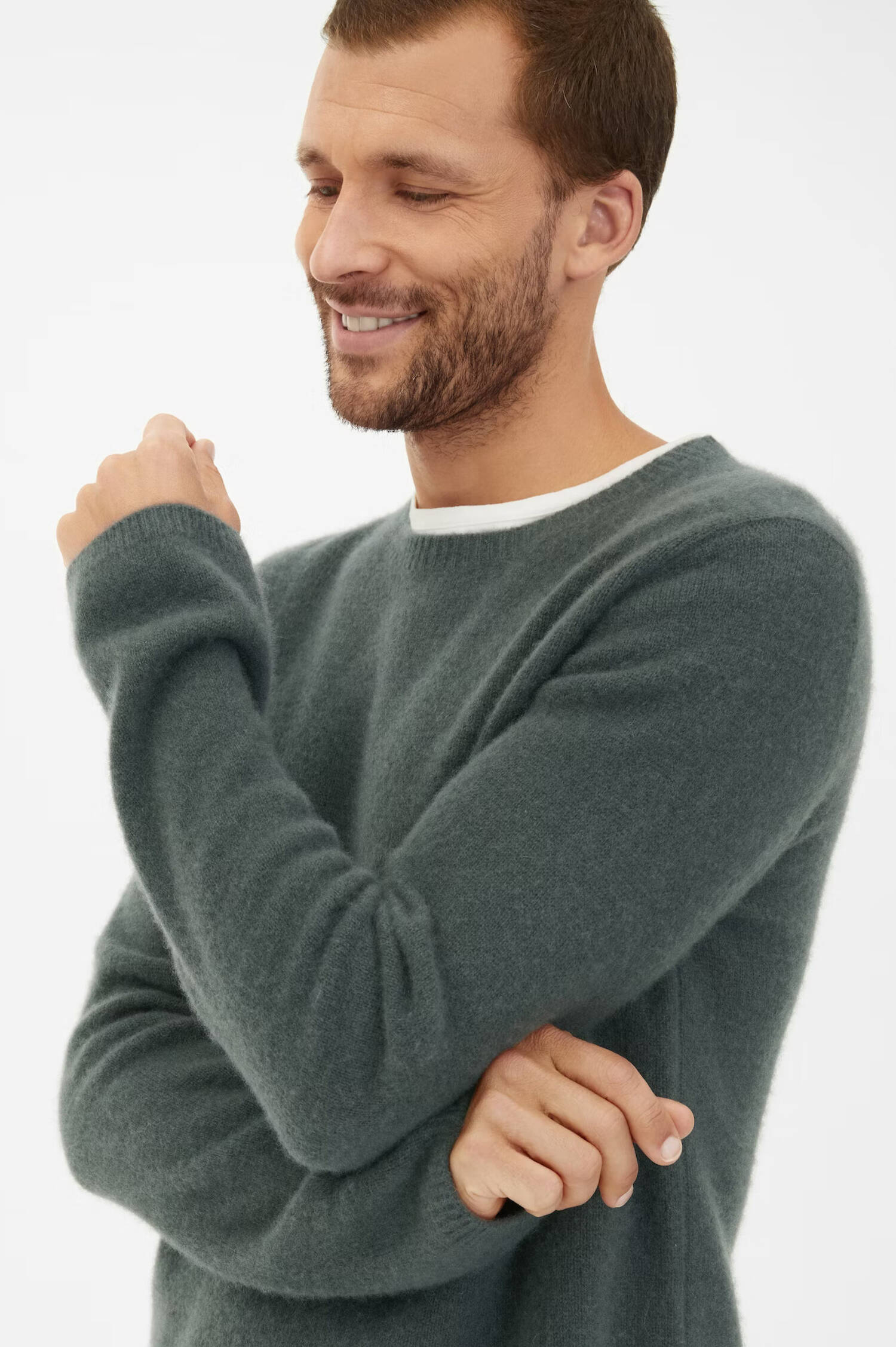 Cashmere Strickpullover in dunklem Salbeigrün