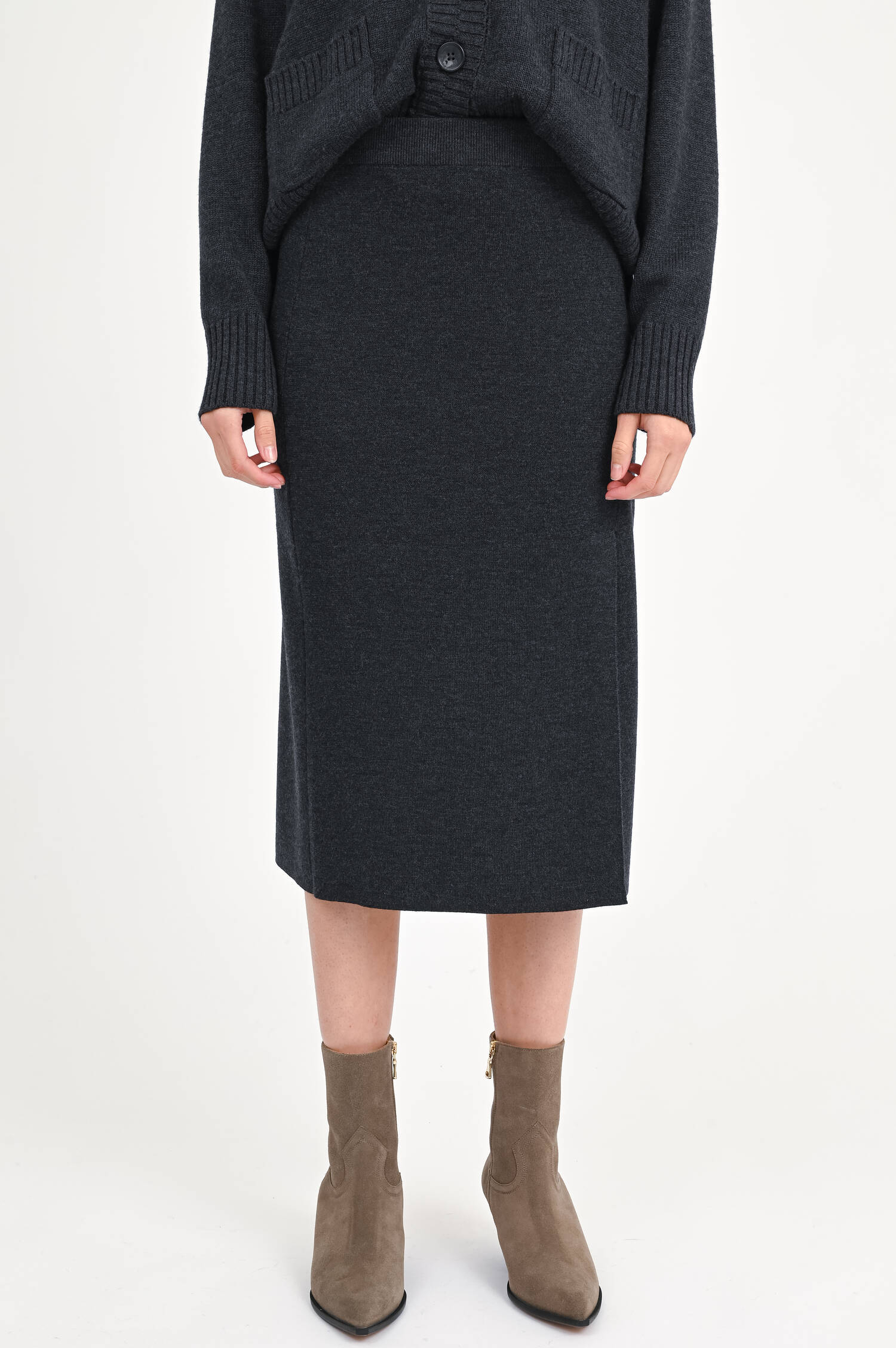 Midi-Rock mit Schlitz in Anthrazit