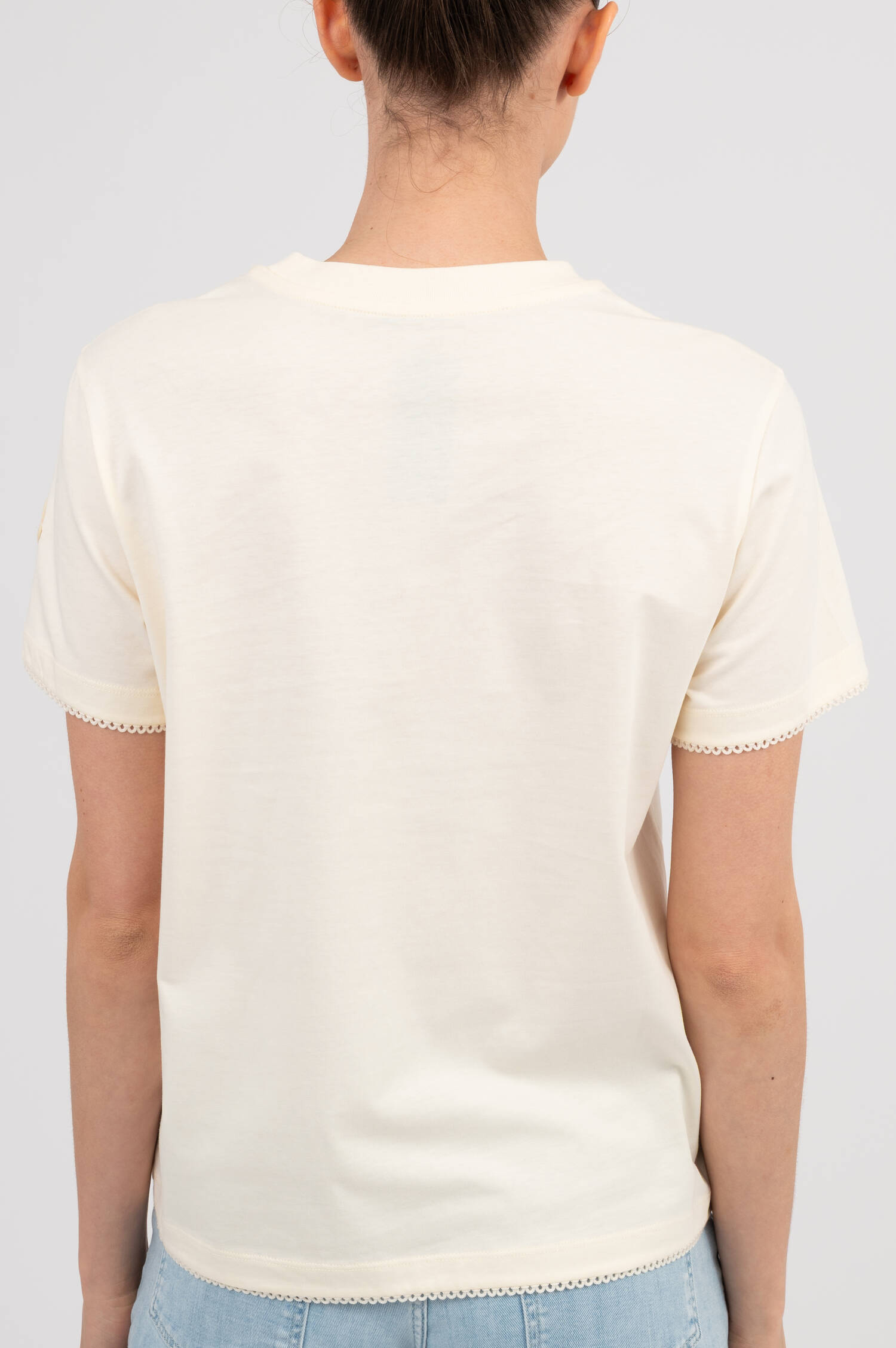 T-Shirt mit Pico-Kante in Creme