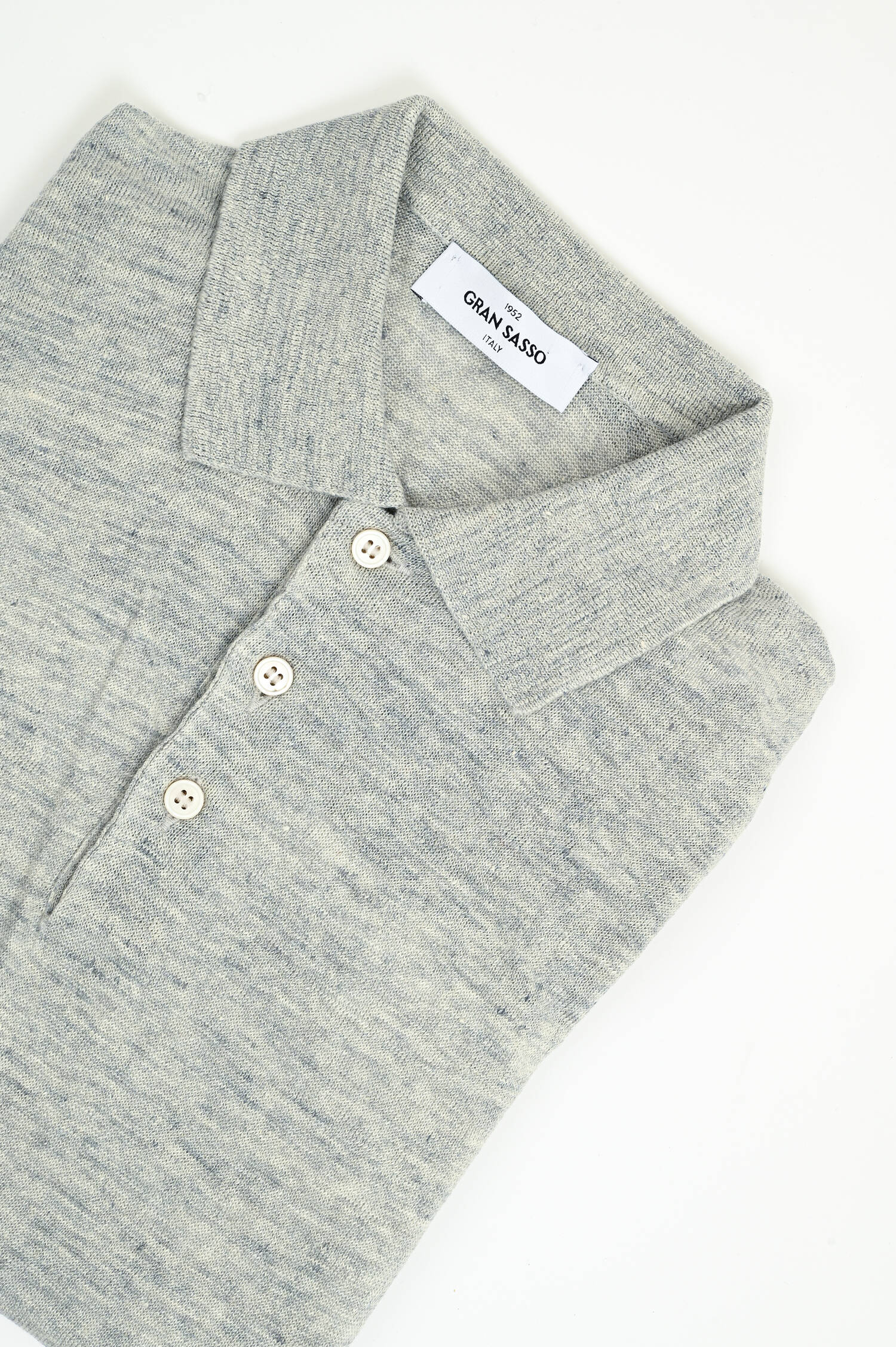 Poloshirt aus Leinen in Hellgrau meliert