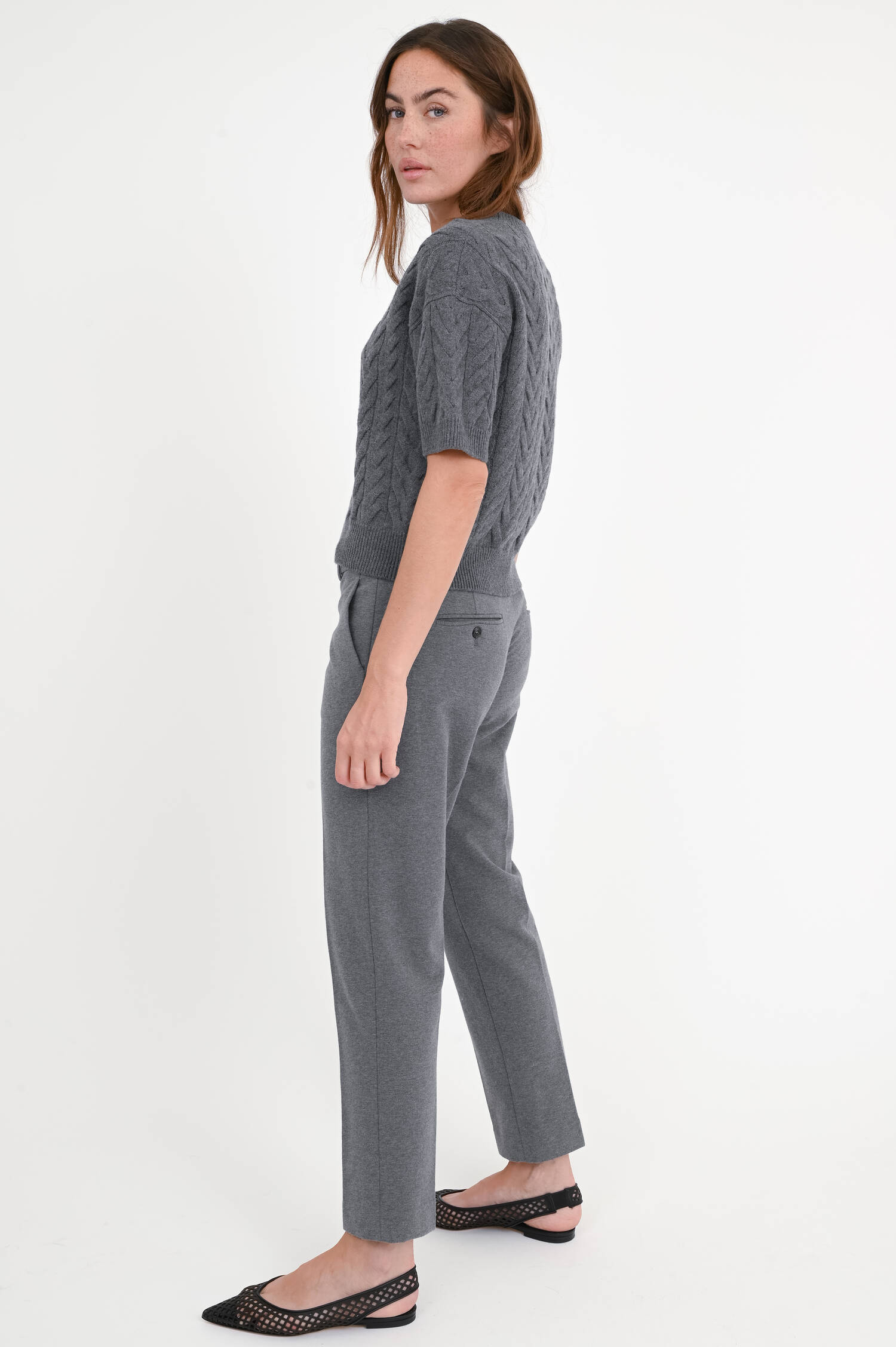 Schmale Hose aus Baumwoll-Mix in Light Gray