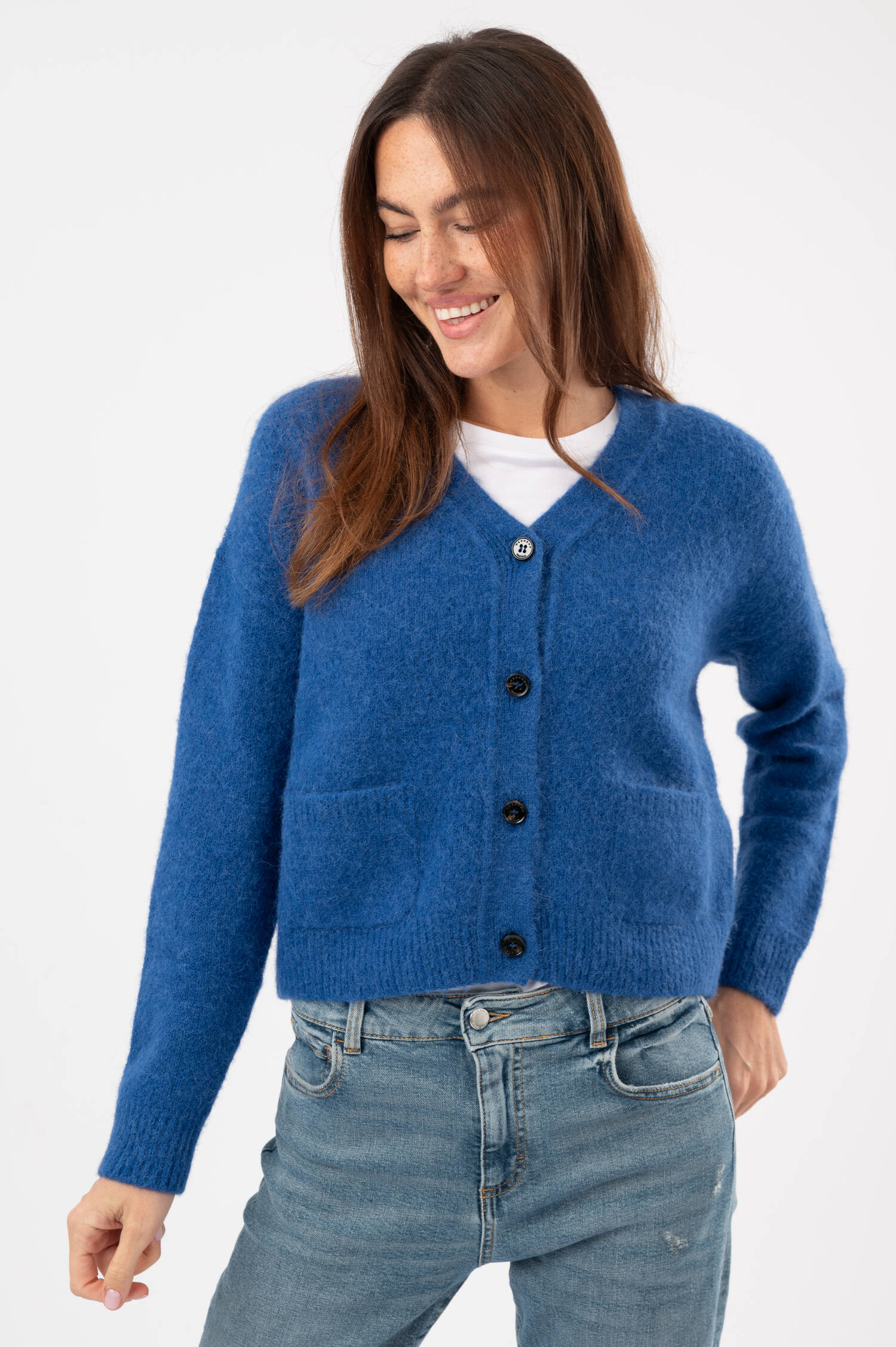 Strickweste in blau Strickweste in blau