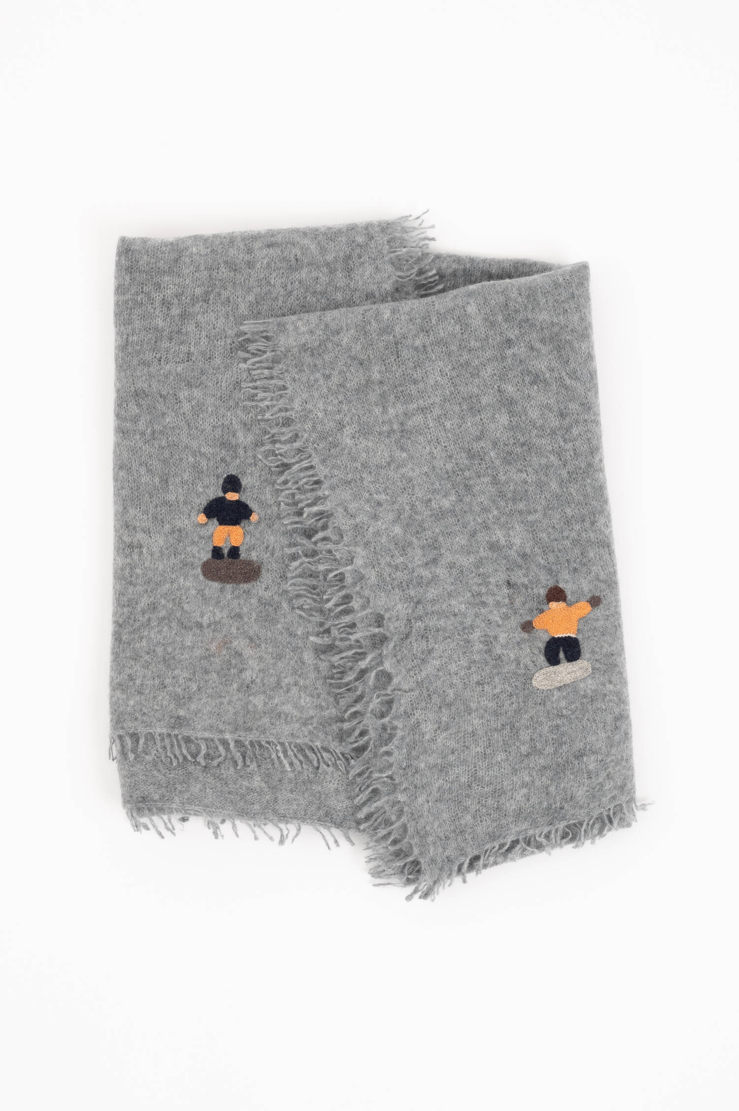 Cashmere Schal mit Ski-Motiv in Grau