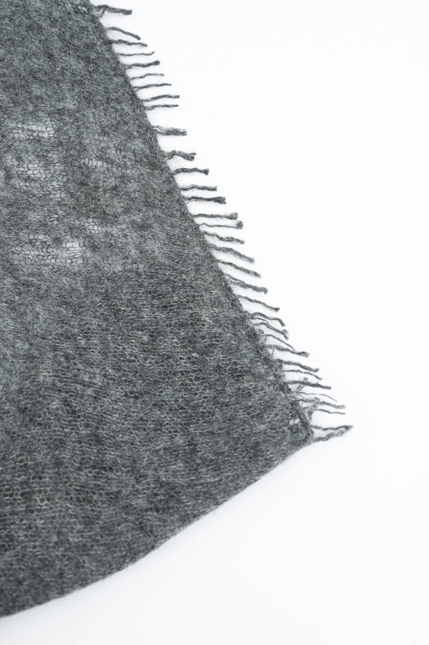 Cashmere-Schal mit Fransen in Dunkelgrau meliert Cashmere-Schal mit Fransen in Dunkelgrau meliert