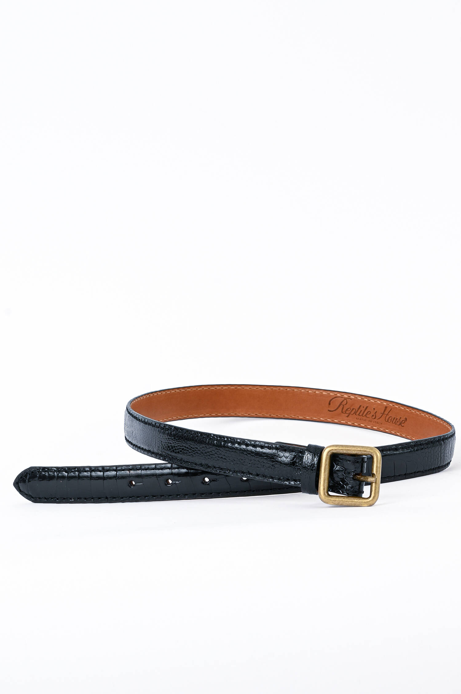 Gürtel aus Straußenleder in Schwarz