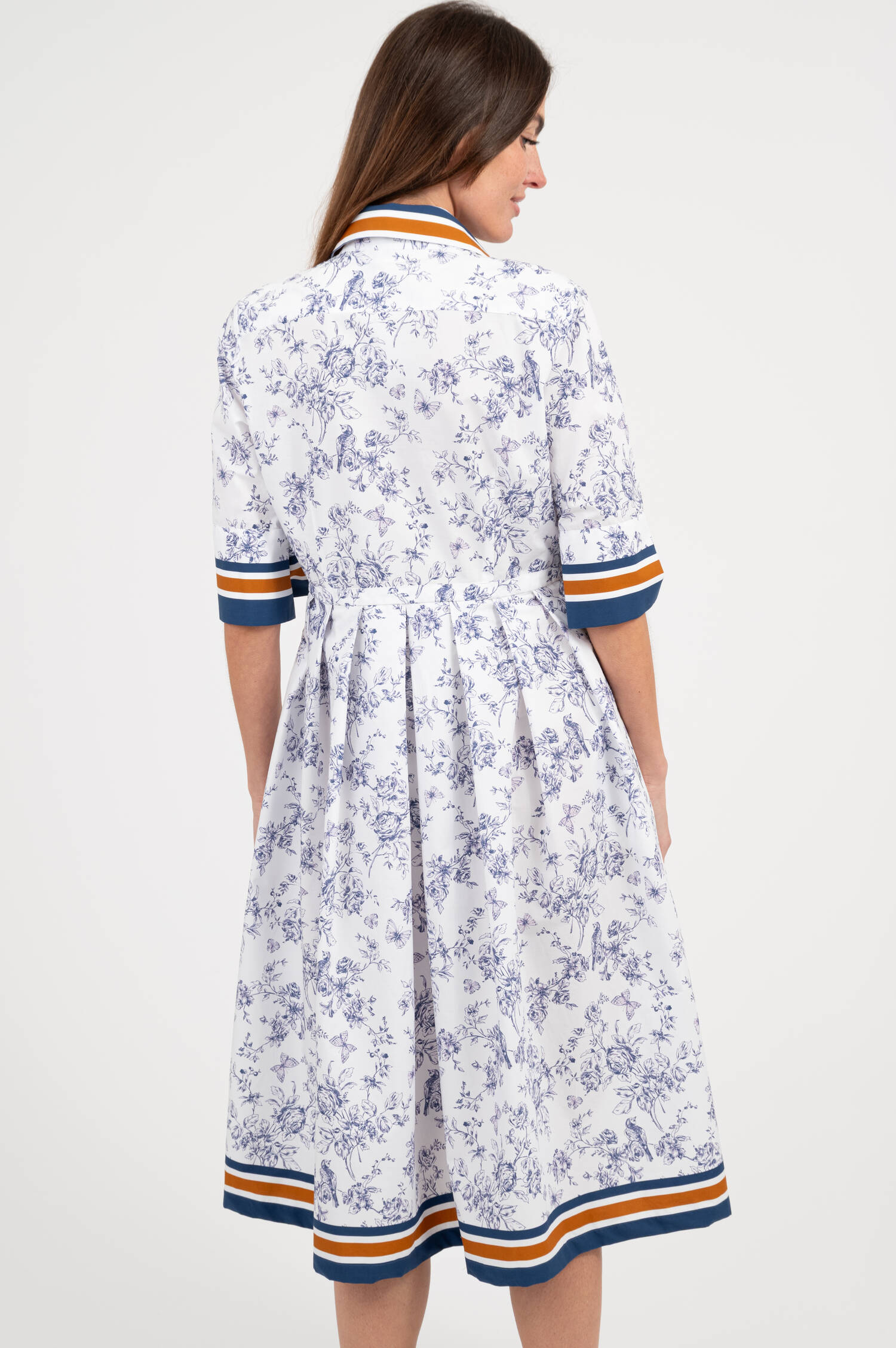 Blusenkleid AISHA mit Print in Weiß/Blau