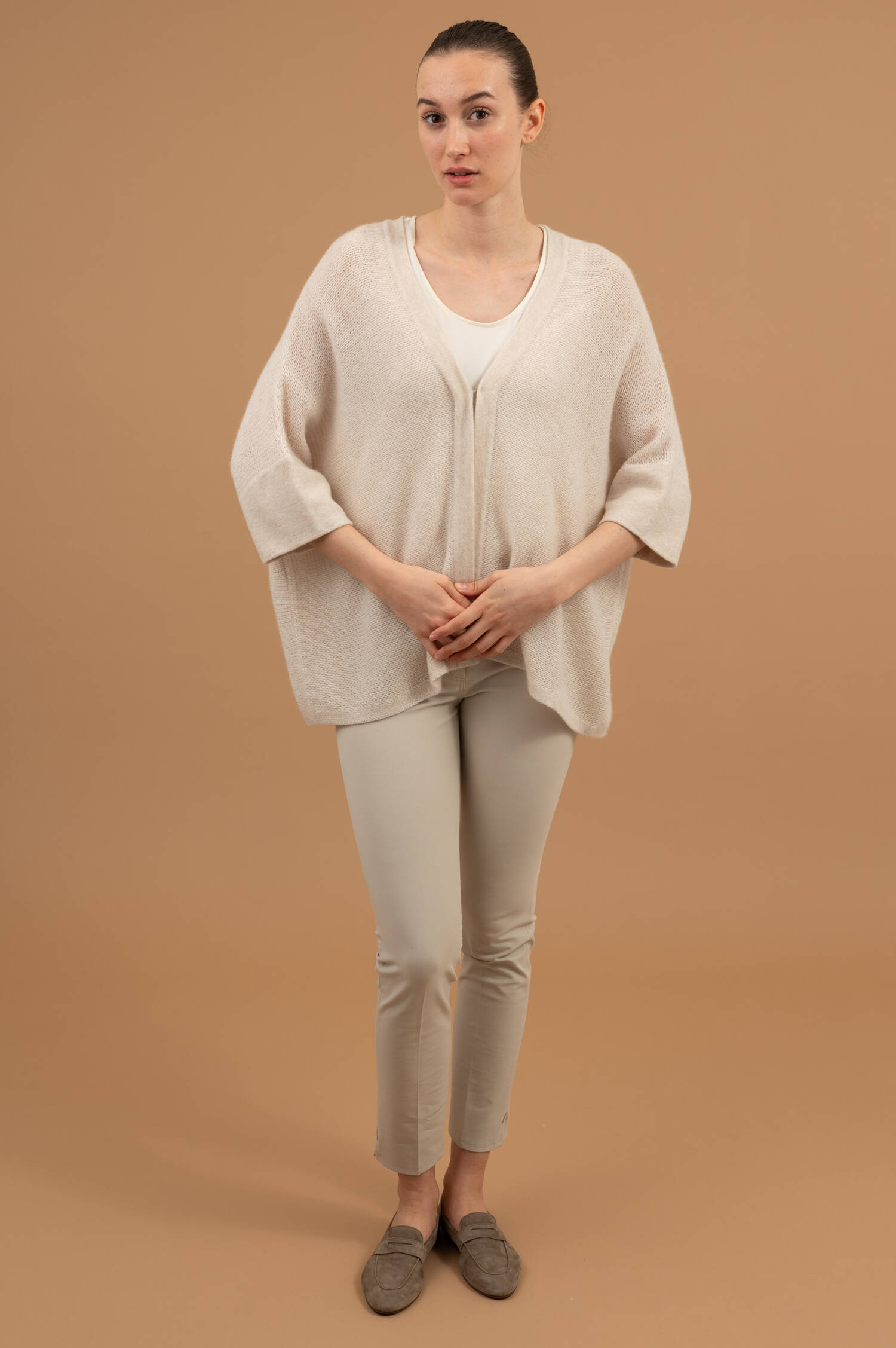 Cashmere Strickweste in Light Beige Melange