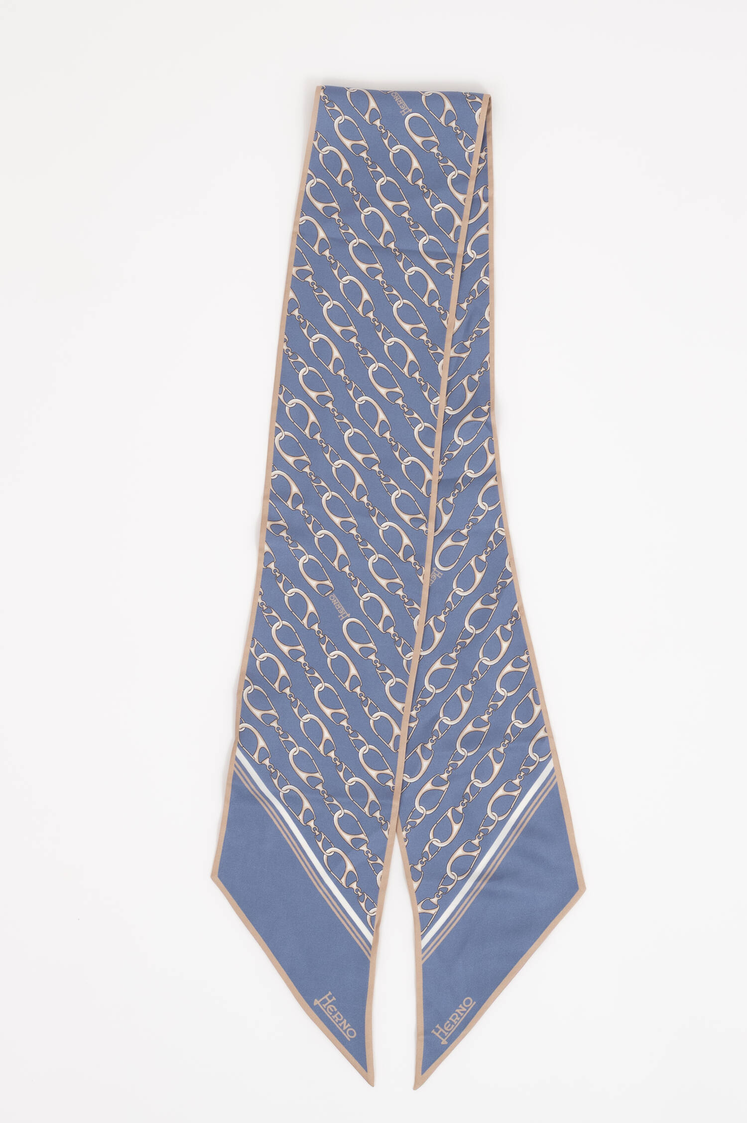 Schmales Seidentuch mit Print in Blau