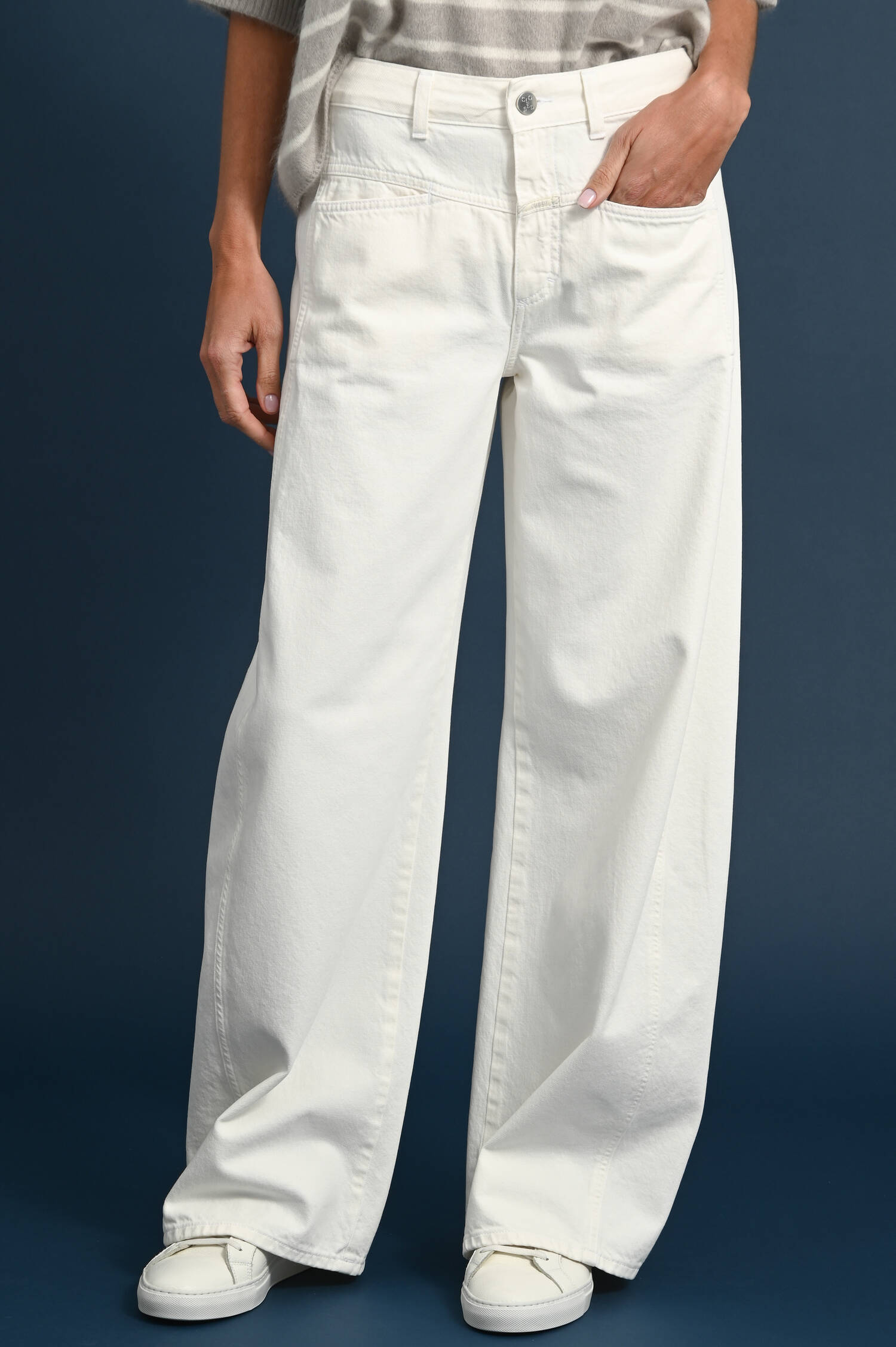 Wide-Leg-Jeans TORI in Ecru