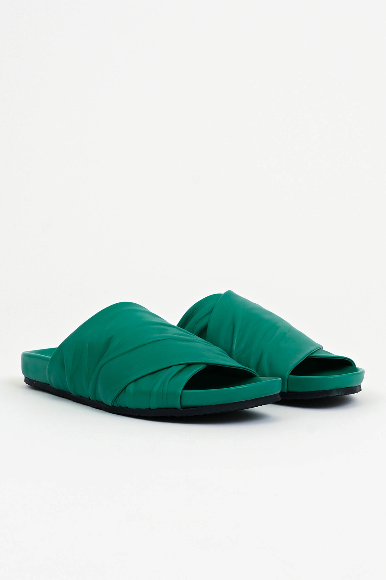 Lederpantolette in Smaragdgrün