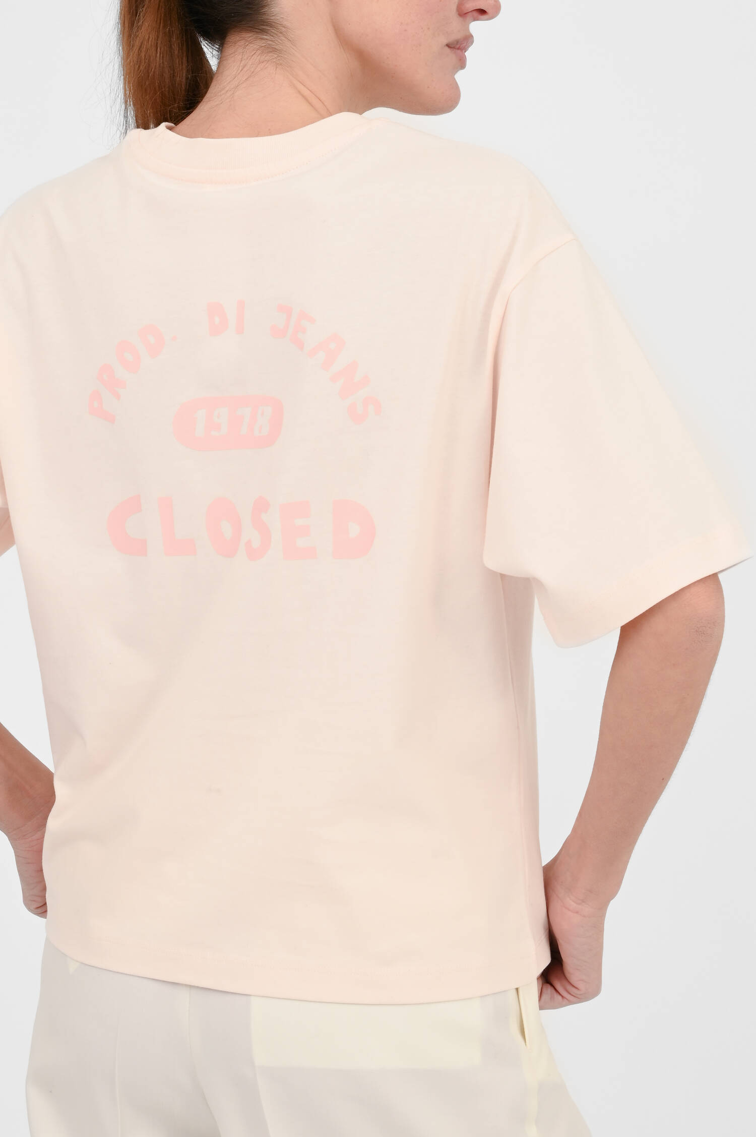 Oversized T-Shirt mit Backprint in Rosa