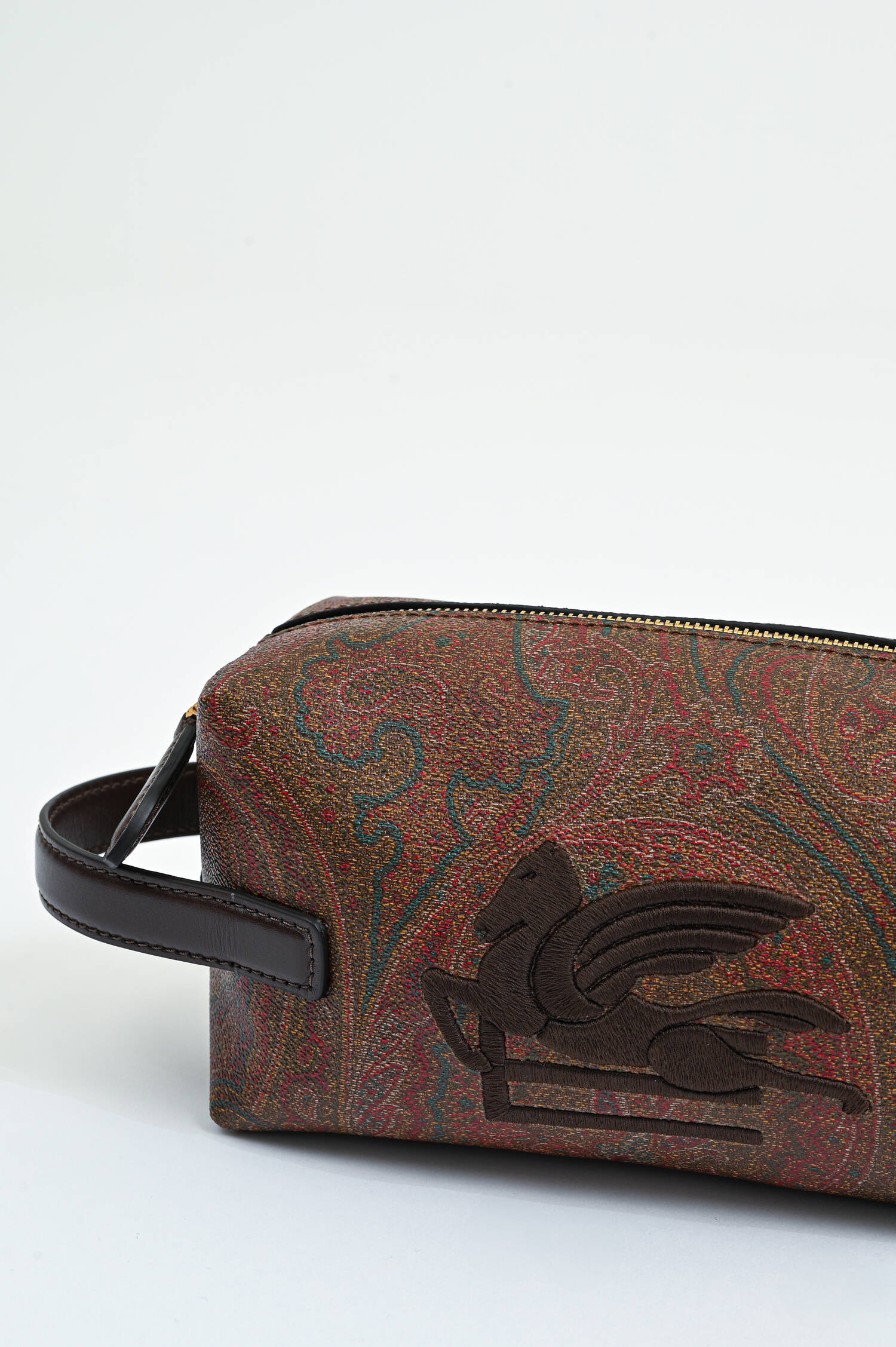 Kosmetiktasche mit Paisley-Print in Braun