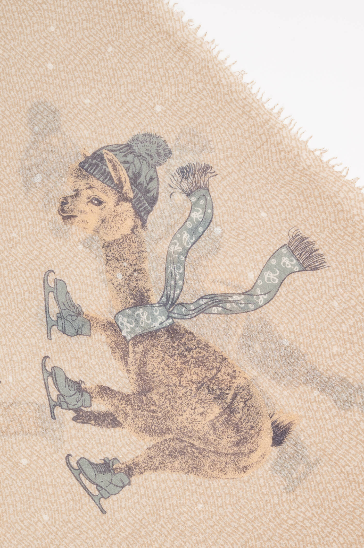 Cashmere-Mix-Schal mit Alpaka-Print in Braun/Blau Cashmere-Mix-Schal mit Alpaka-Print in Braun/Blau
