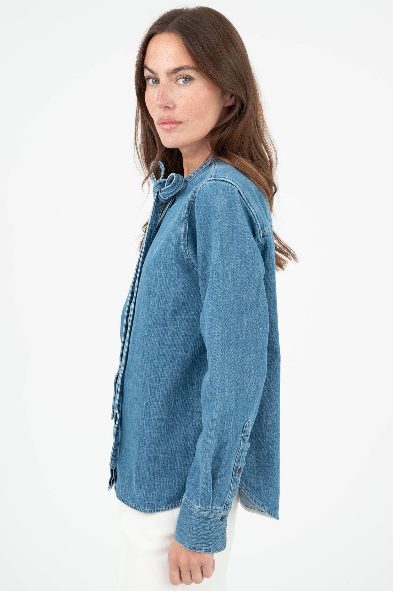 Denimbluse in Mittelblau
