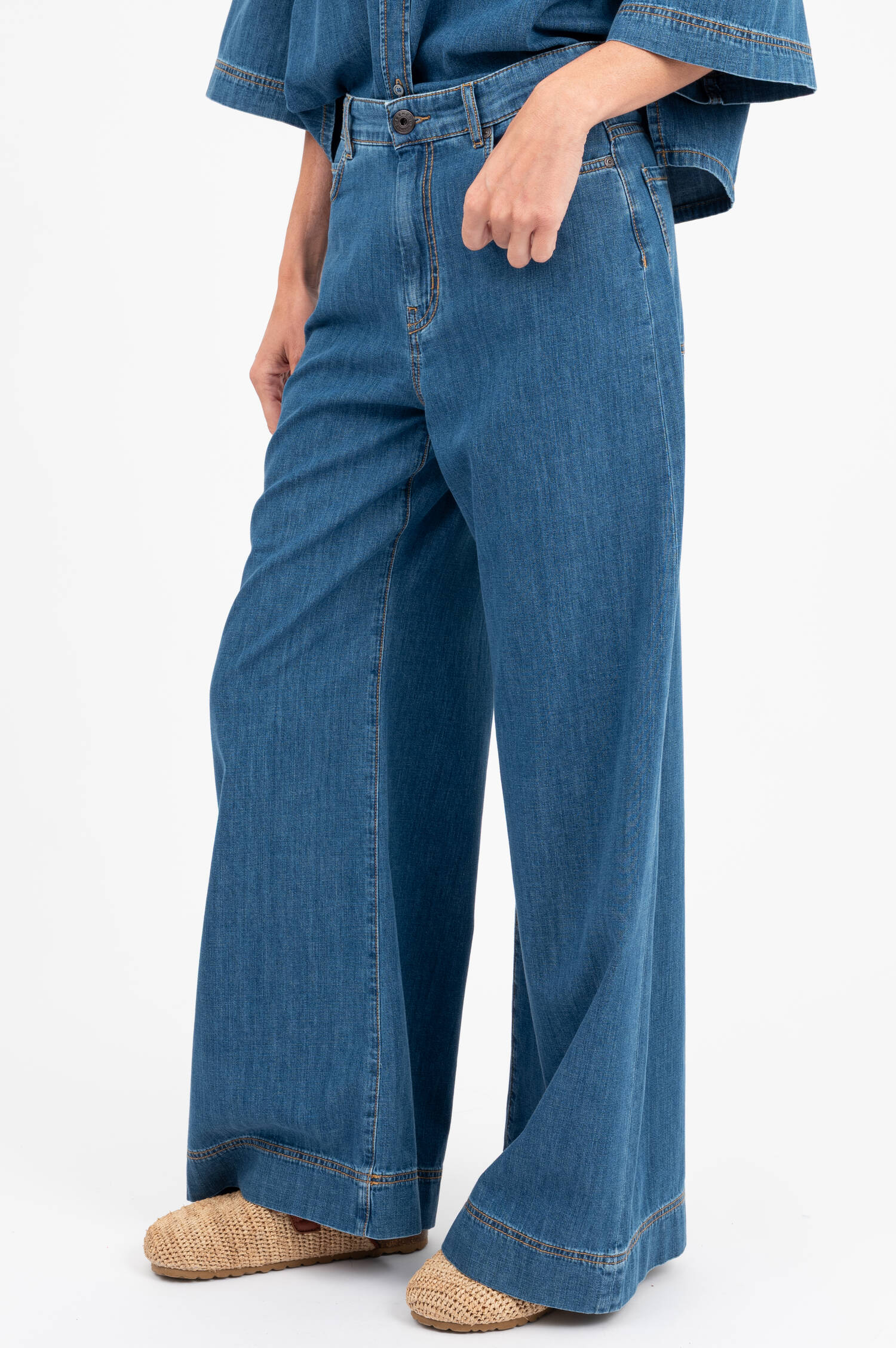 Wide Leg Jeans VEGA in Mittelblau Wide Leg Jeans VEGA in Mittelblau