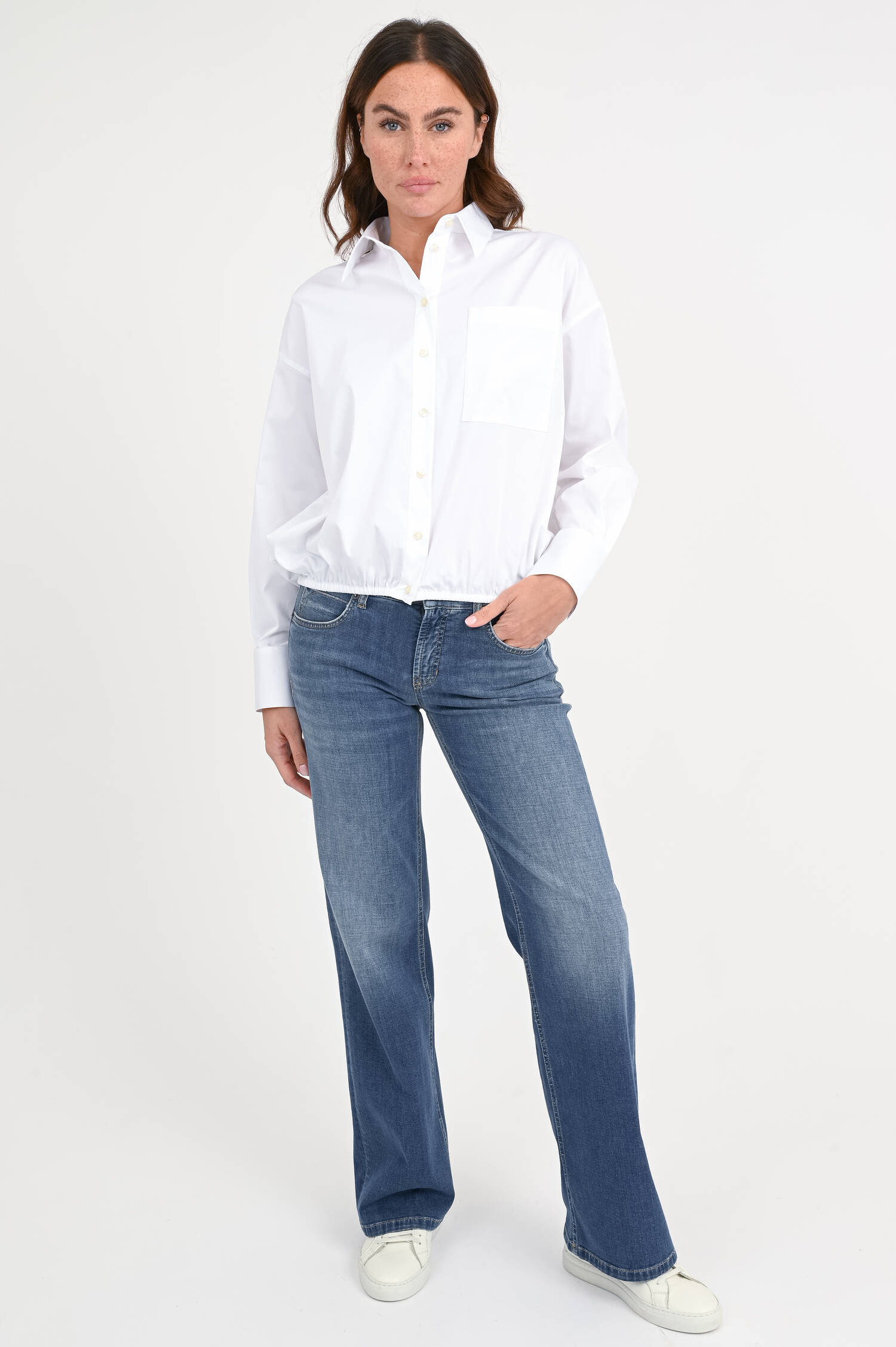 Bluse mit Gummibund in Weiß Bluse mit Gummibund in Weiß