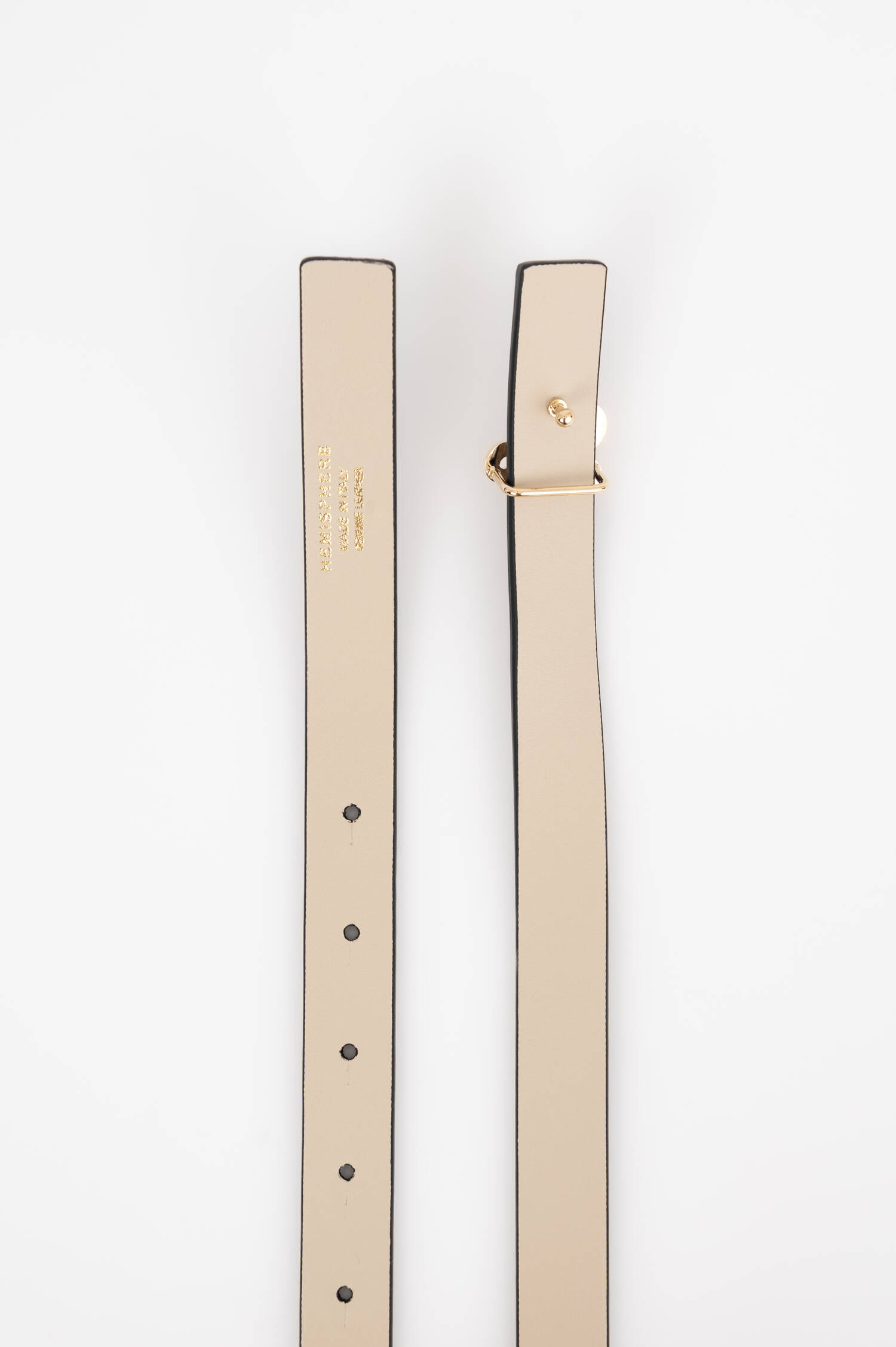 Genarbter-Miniledergürtel in Beige