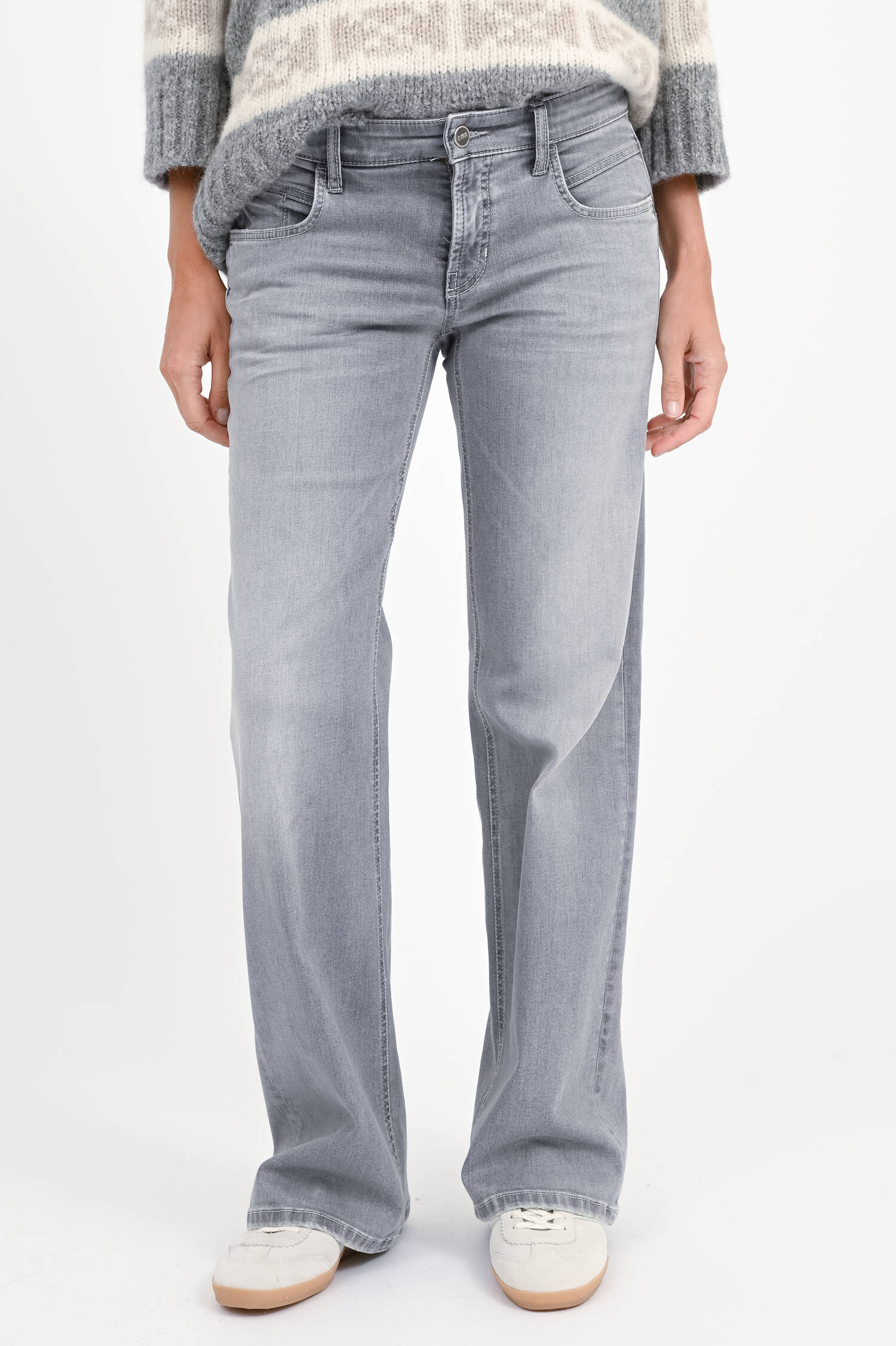 Wide-Leg-Jeans TESS in Hellgrau