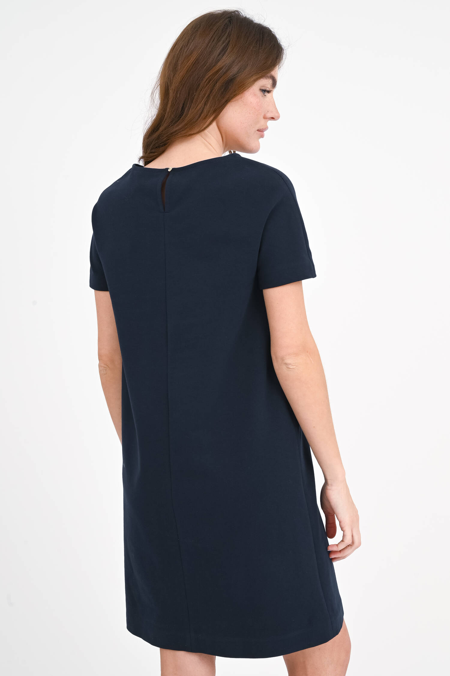  Kurzarm Jersey-Kleid in Navy