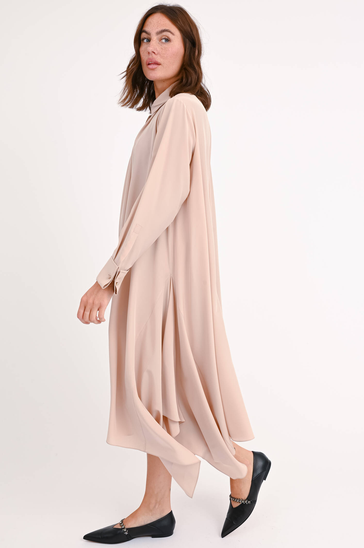 Asymmetrisches Seidenkleid CALCA in Blush