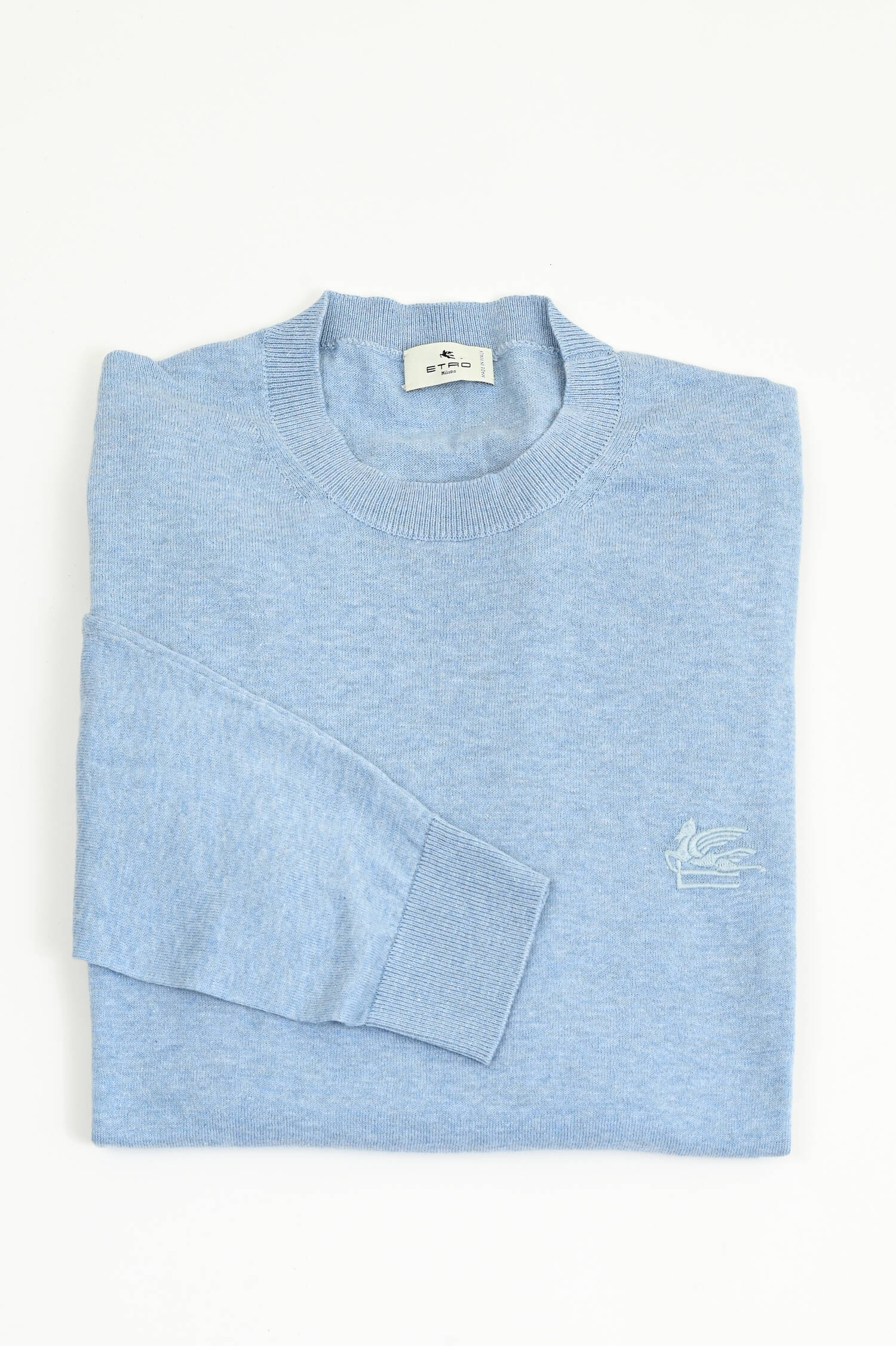 Strickpullover aus Baumwolle in Hellblau
