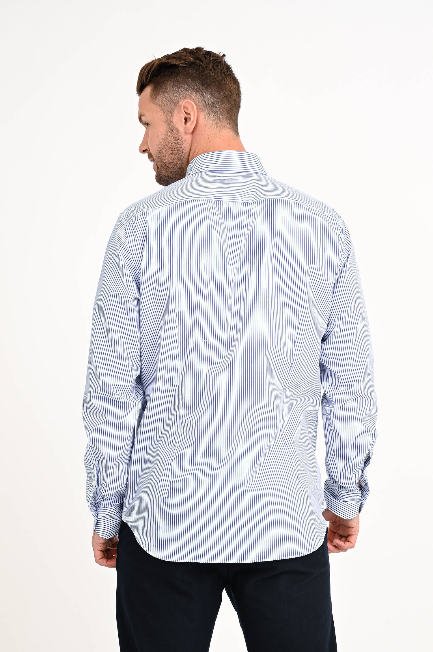 Gestreiftes Oxford Hemd in Weiß/Navy