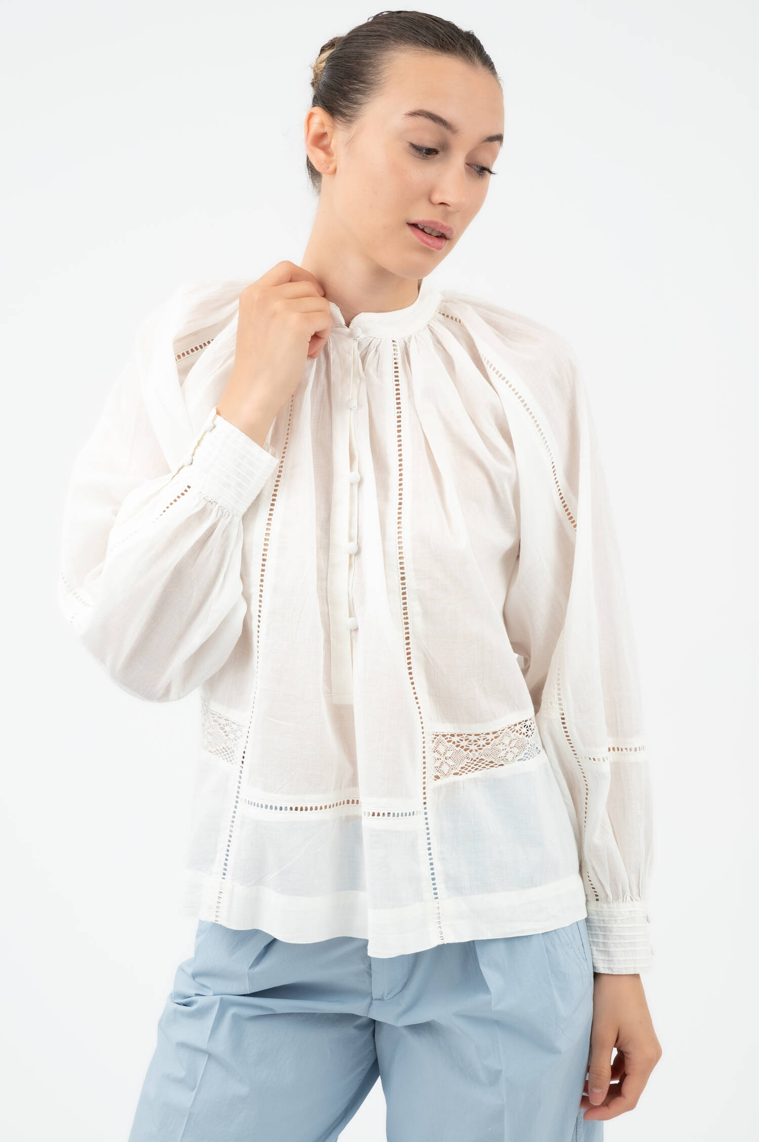 Bluse im Boho-Style in Weiß