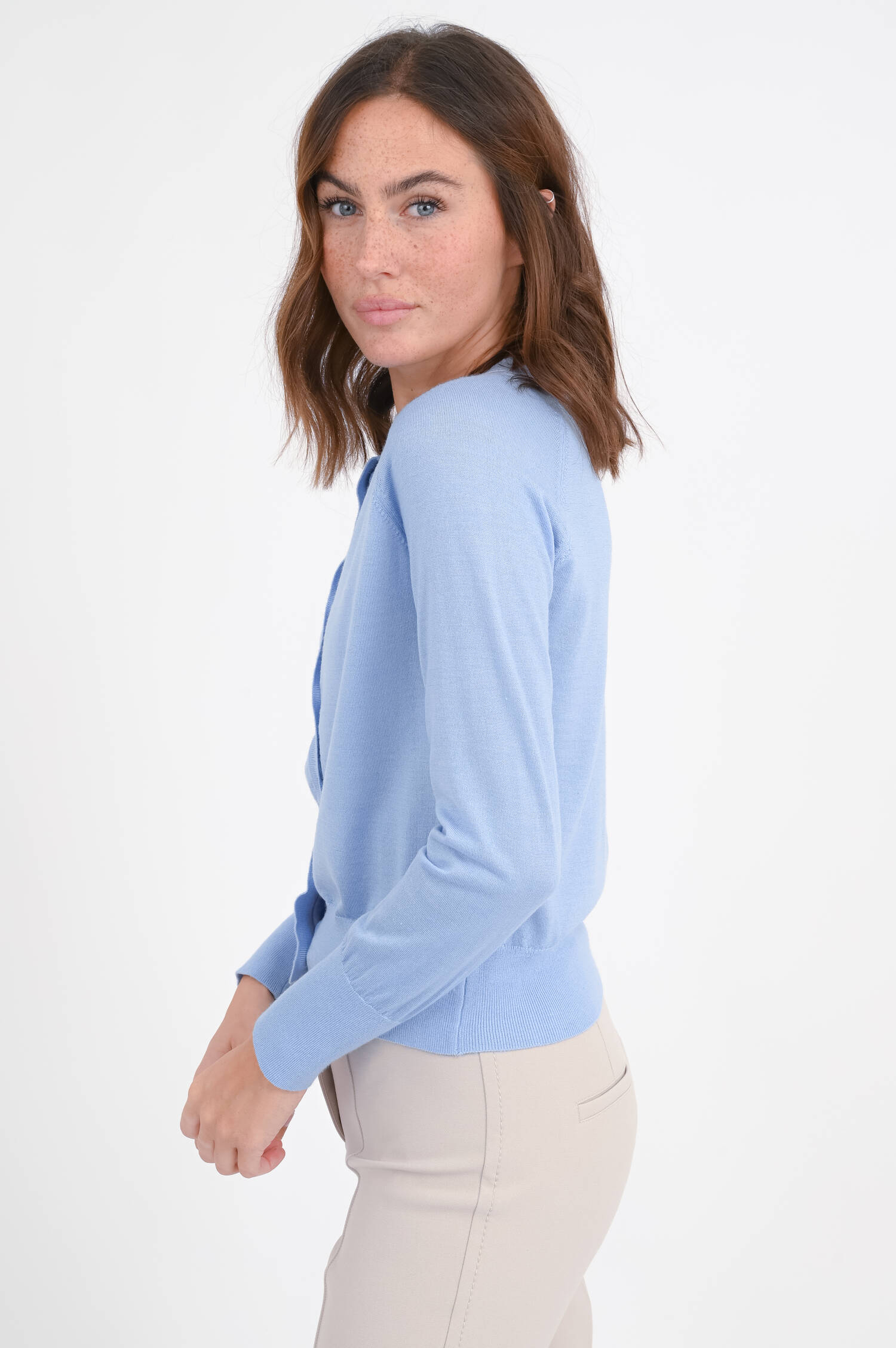 Strickweste aus Woll-Seide-Mix in Hellblau